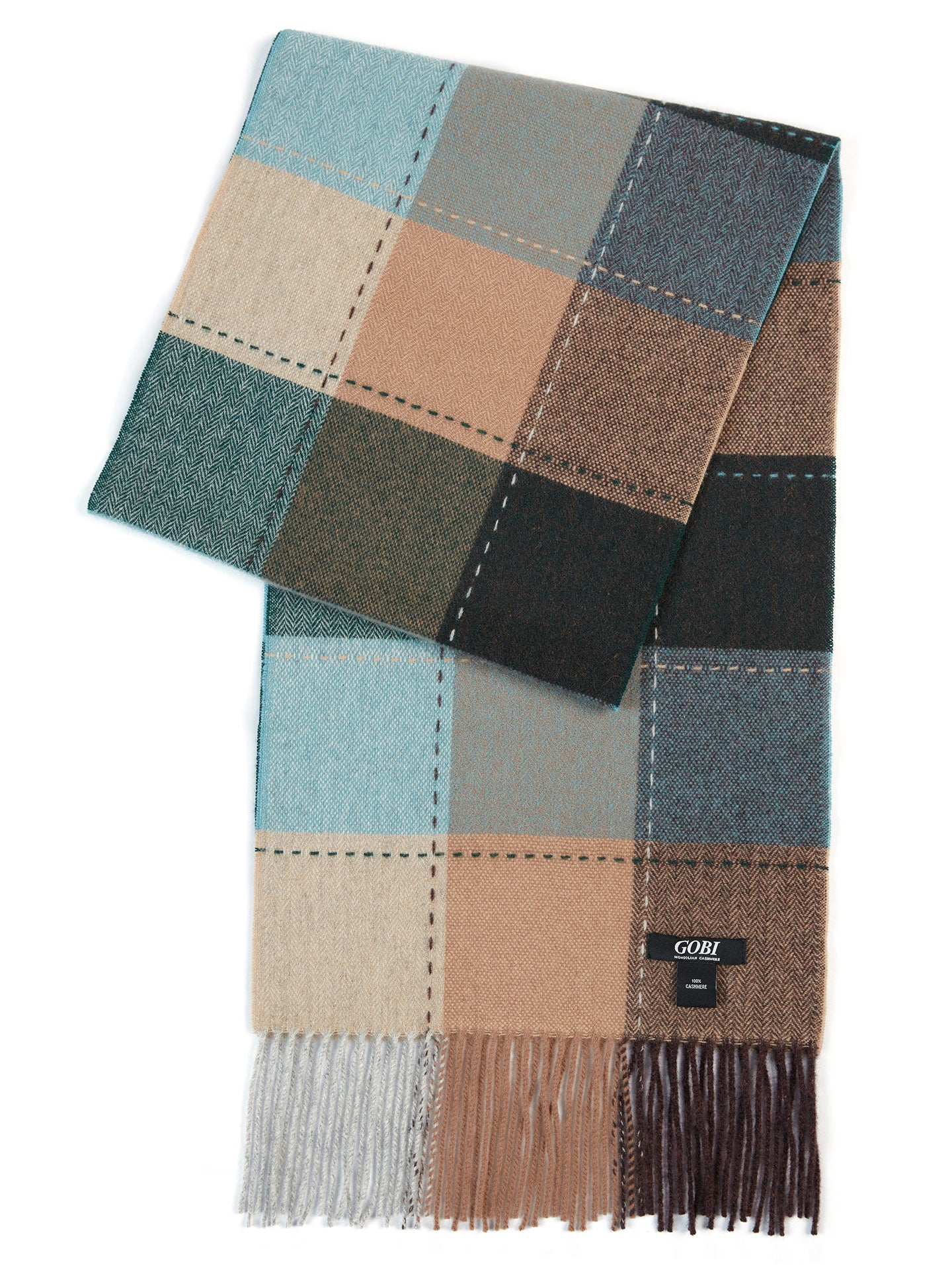 Men's Cashmere Classic Check Scarf Camel - Gobi Cashmere