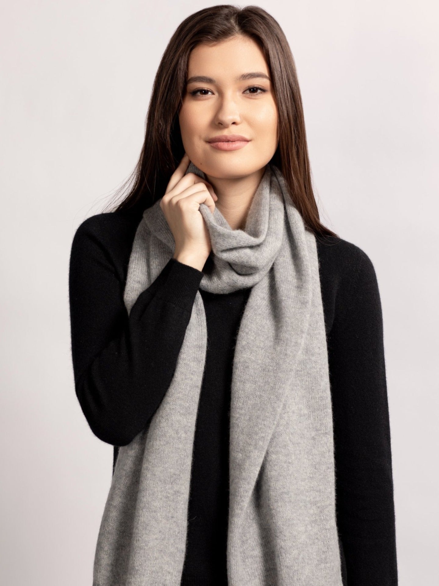 Unisex Cashmere Classic Knit Scarf Gray - Gobi Cashmere