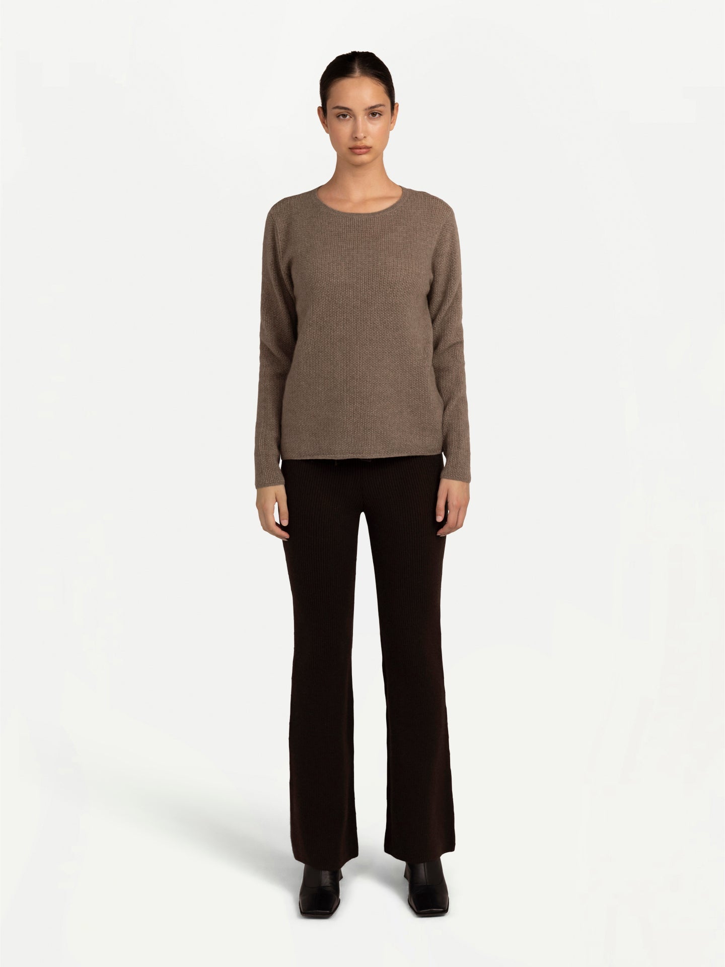 Women's Spina Cashmere Sweater Taupe - Gobi Cashmere