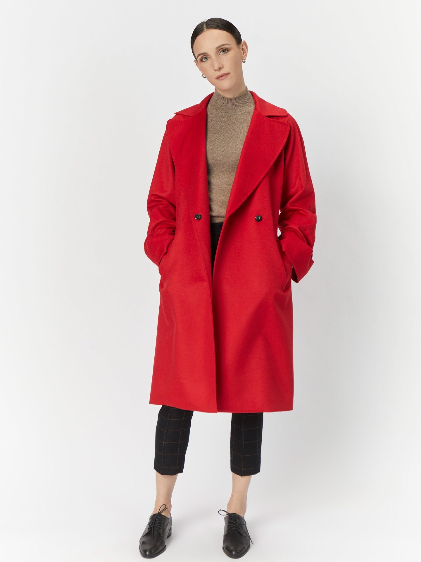 Women's Cashmere Coat Red - Gobi Cashmere