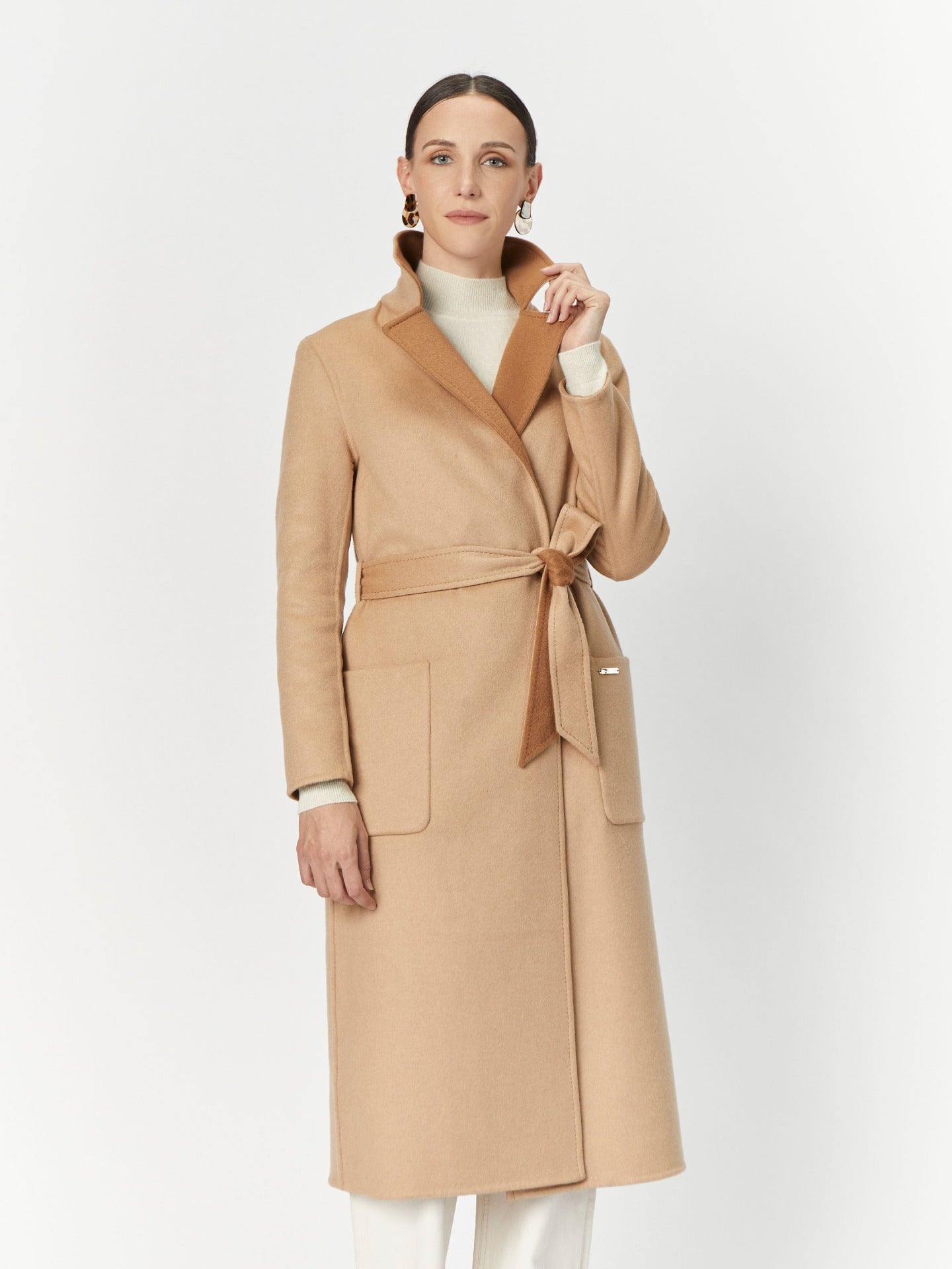 Women's Cashmere Reversible Long Coat Camel - Gobi Cashmere