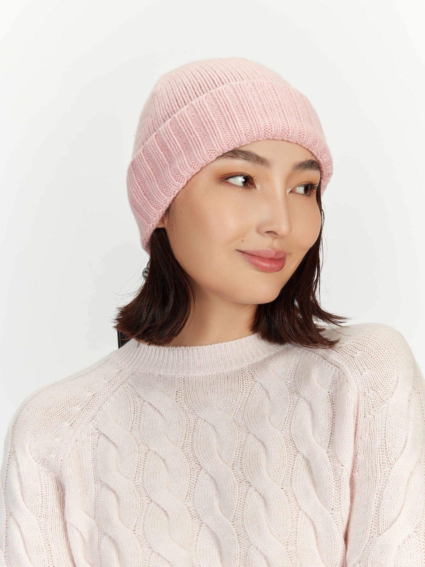 Unisex Cashmere  Basic Beanie Powder Pink - Gobi Cashmere