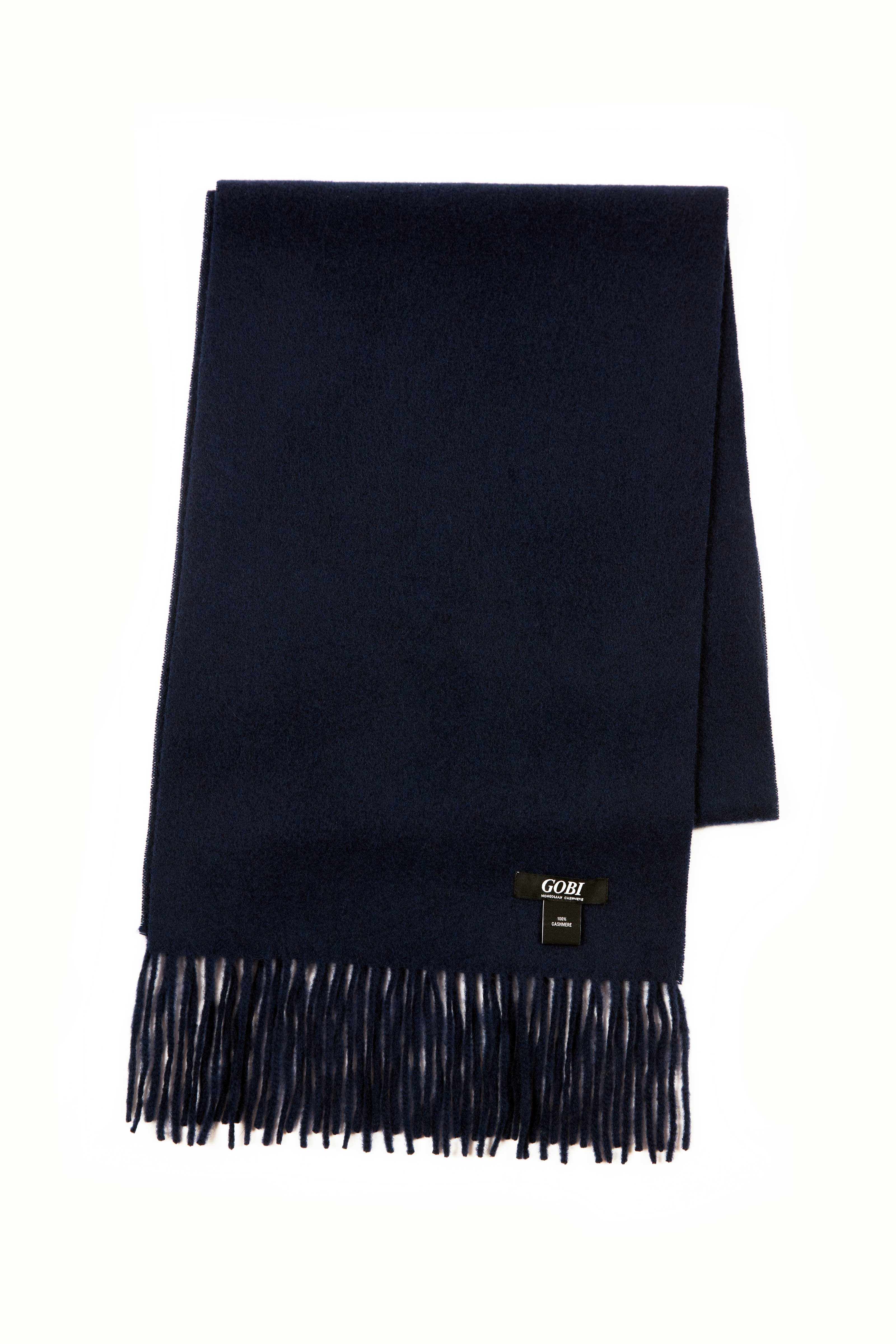 Men's Cashmere Fringe Scarf Navy - Gobi Cashmere