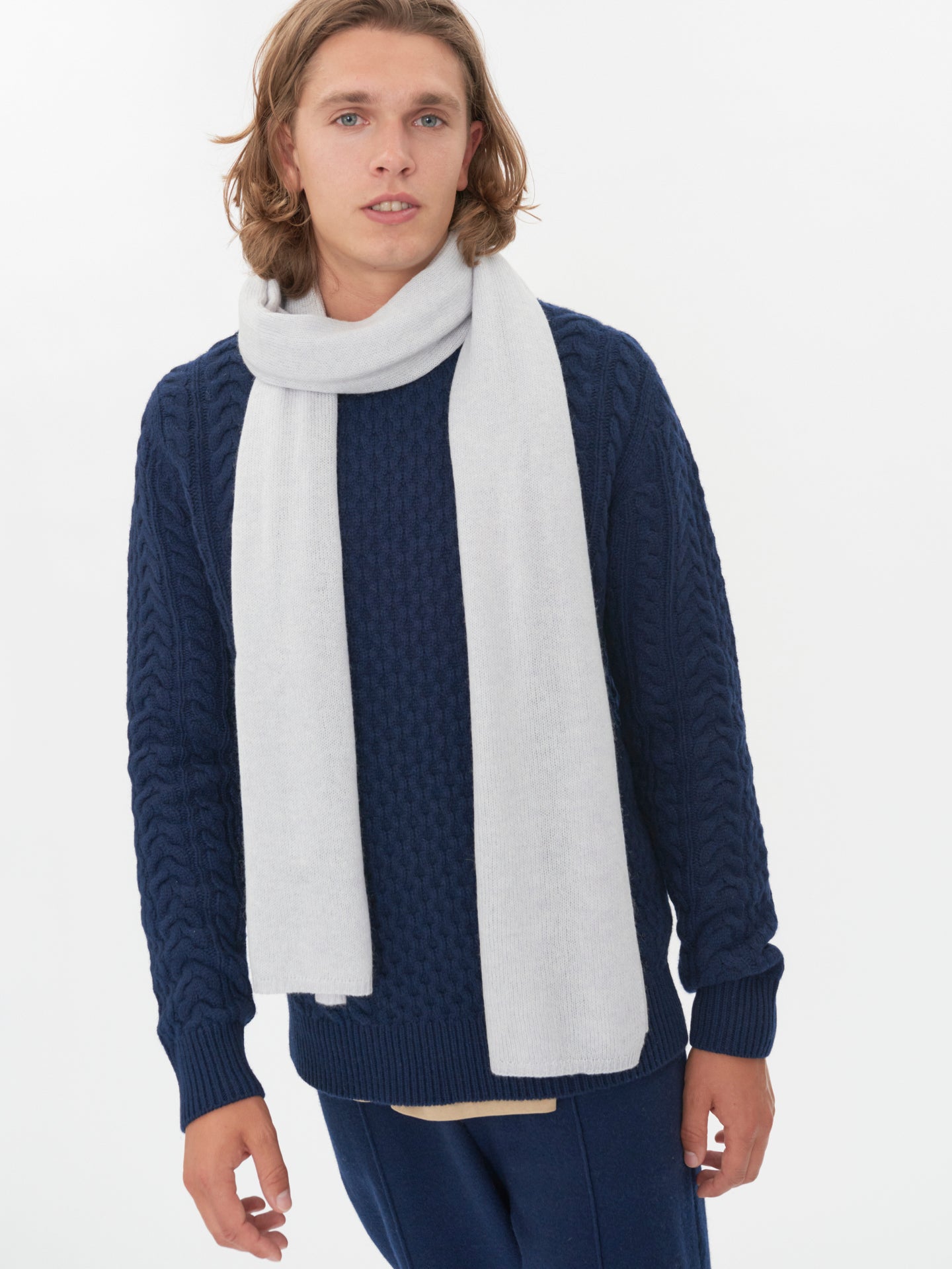 Women's Cashmere Classic Knit Scarf Arctic Ice - Gobi Cashmere