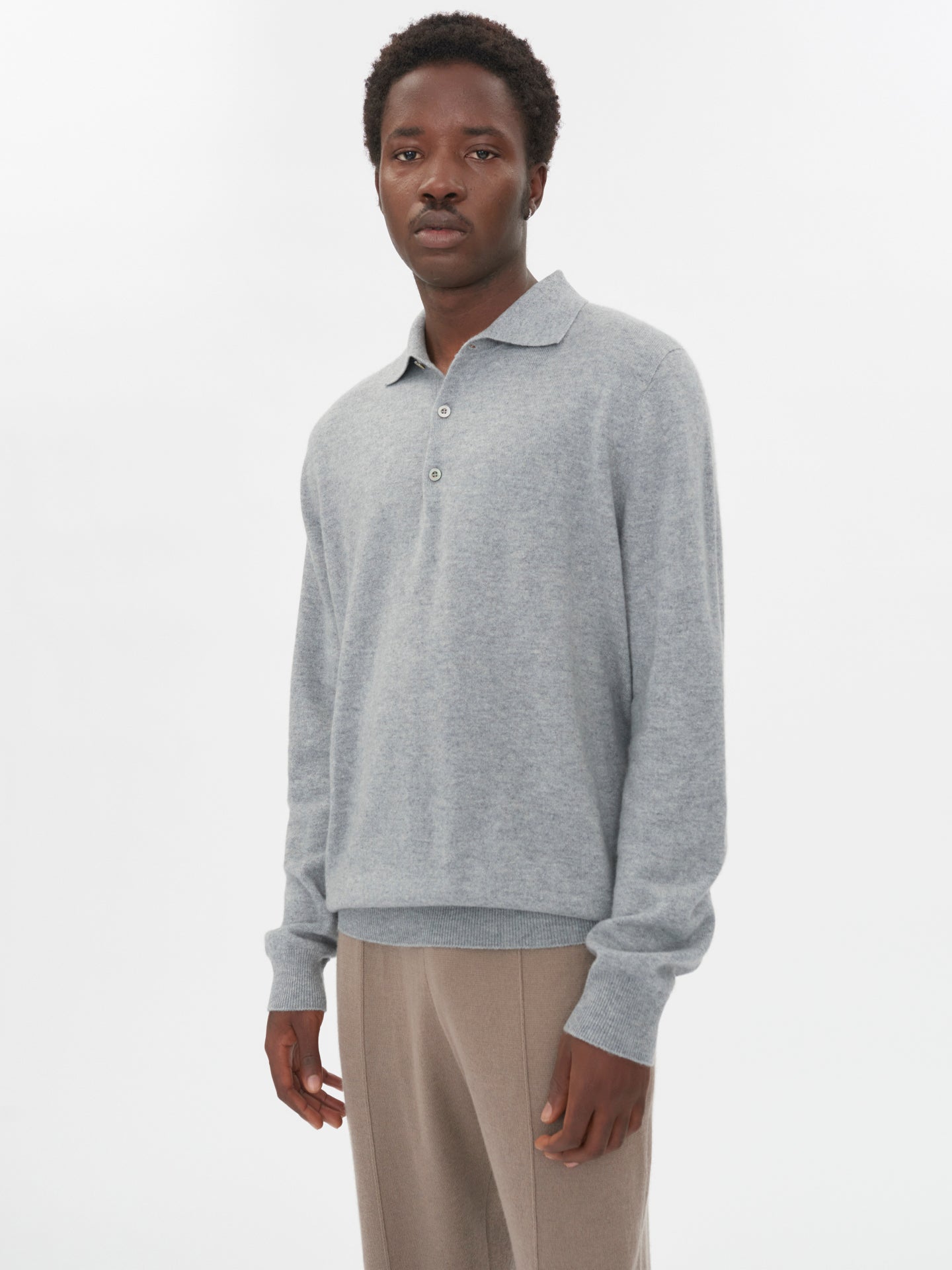 Men's Cashmere Polo Sweater Gray - Gobi Cashmere