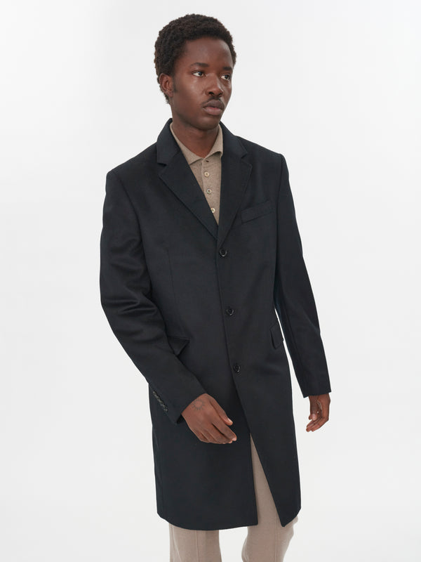 Men's Cashmere Classic Single Breasted Coat Black - Gobi Cashmere ...