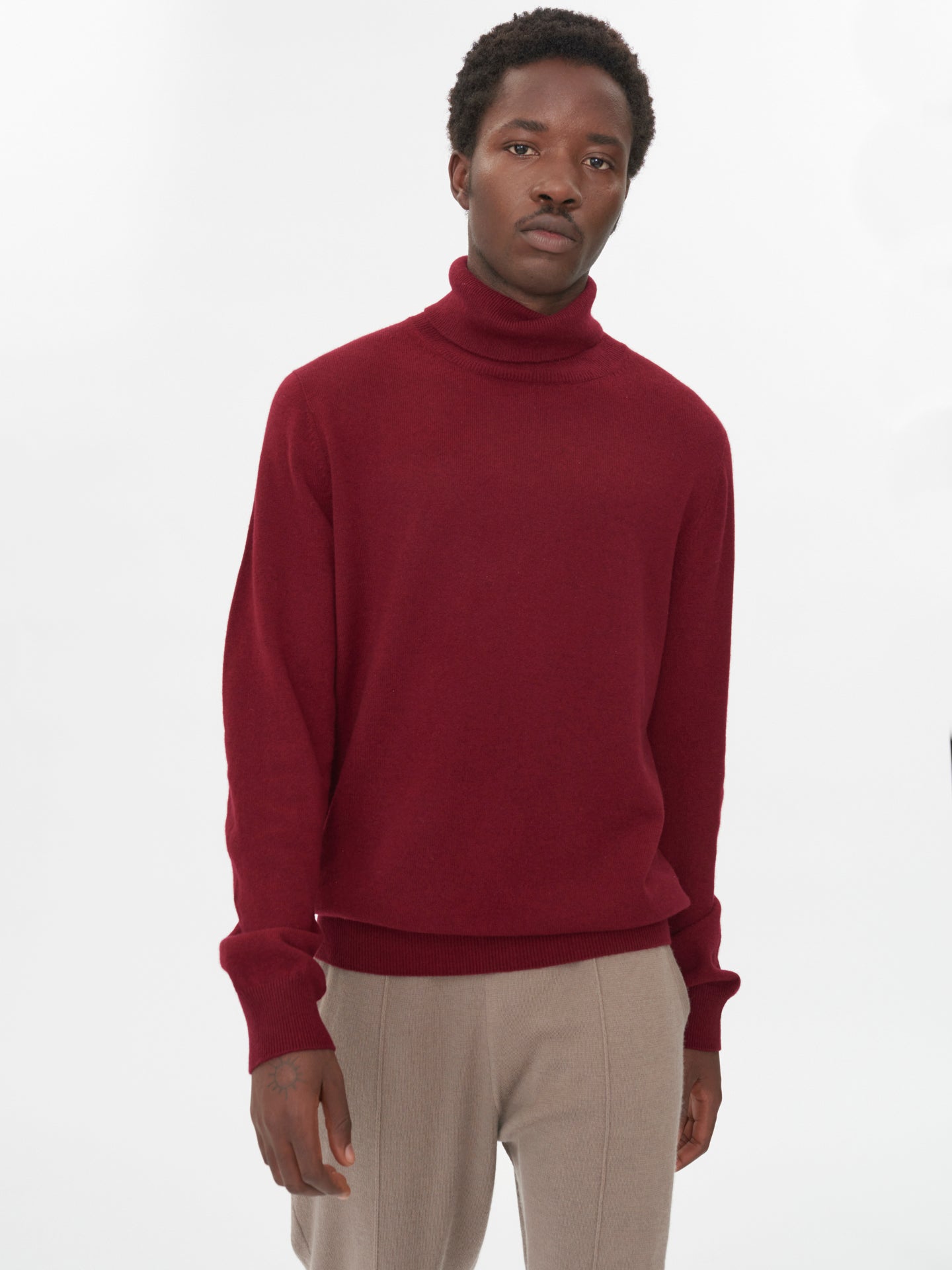 Men's Cashmere Basic Turtleneck Sweater Red - Gobi Cashmere