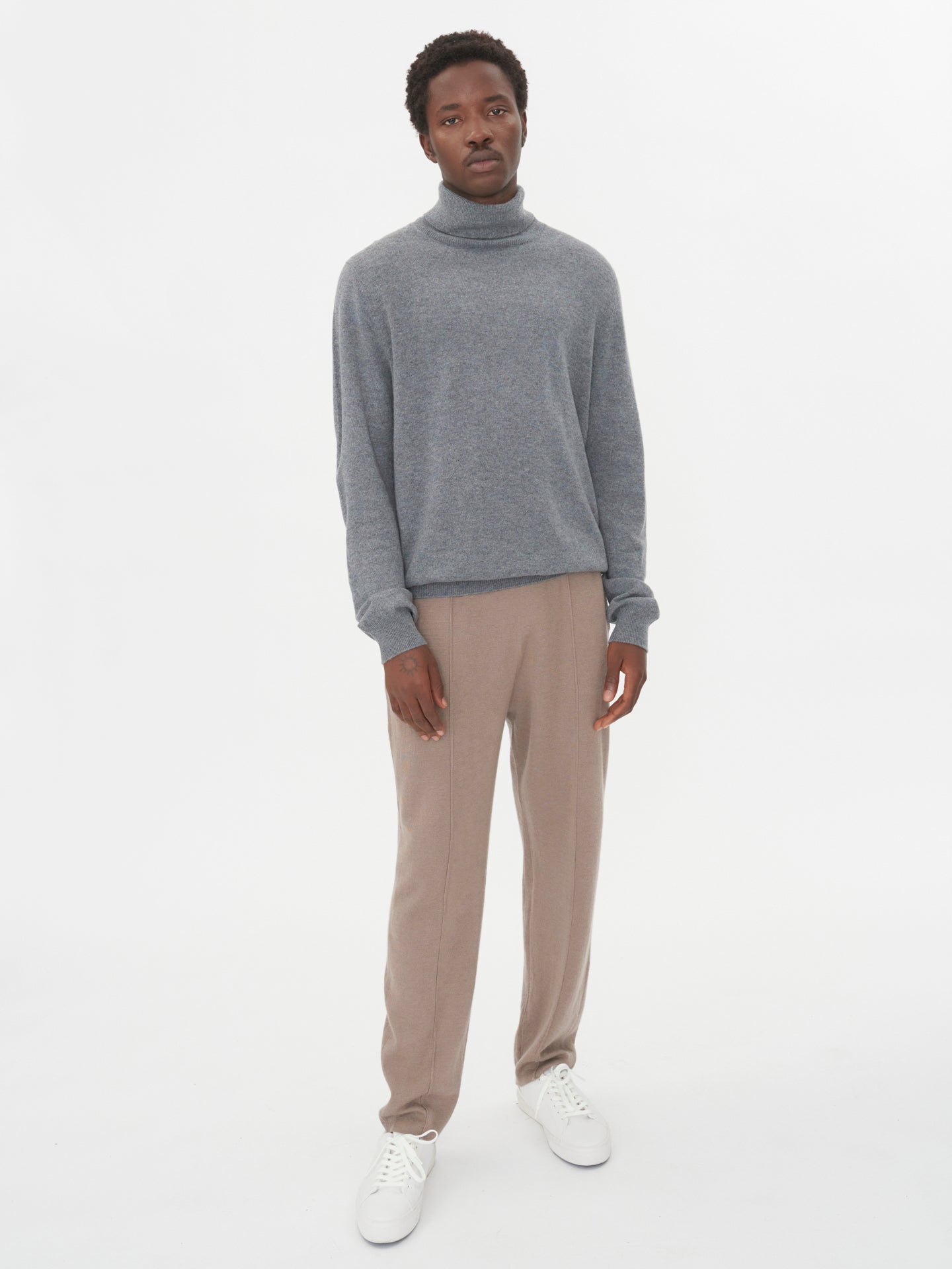 Men's Cashmere Basic Turtleneck Gray - Gobi Cashmere