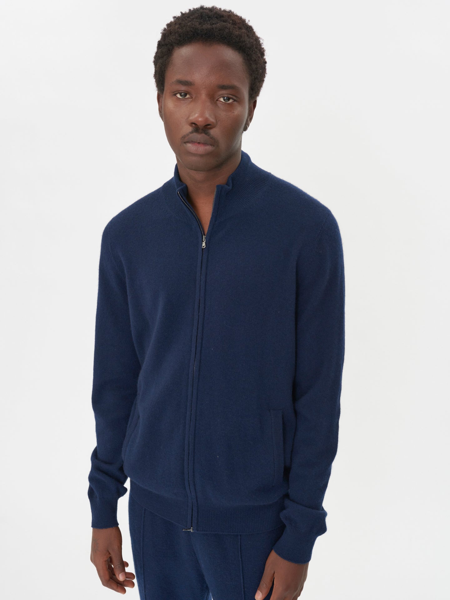 Men's Cashmere Full-Zip Cardigan Navy - Gobi Cashmere – Gobi Cashmere USA