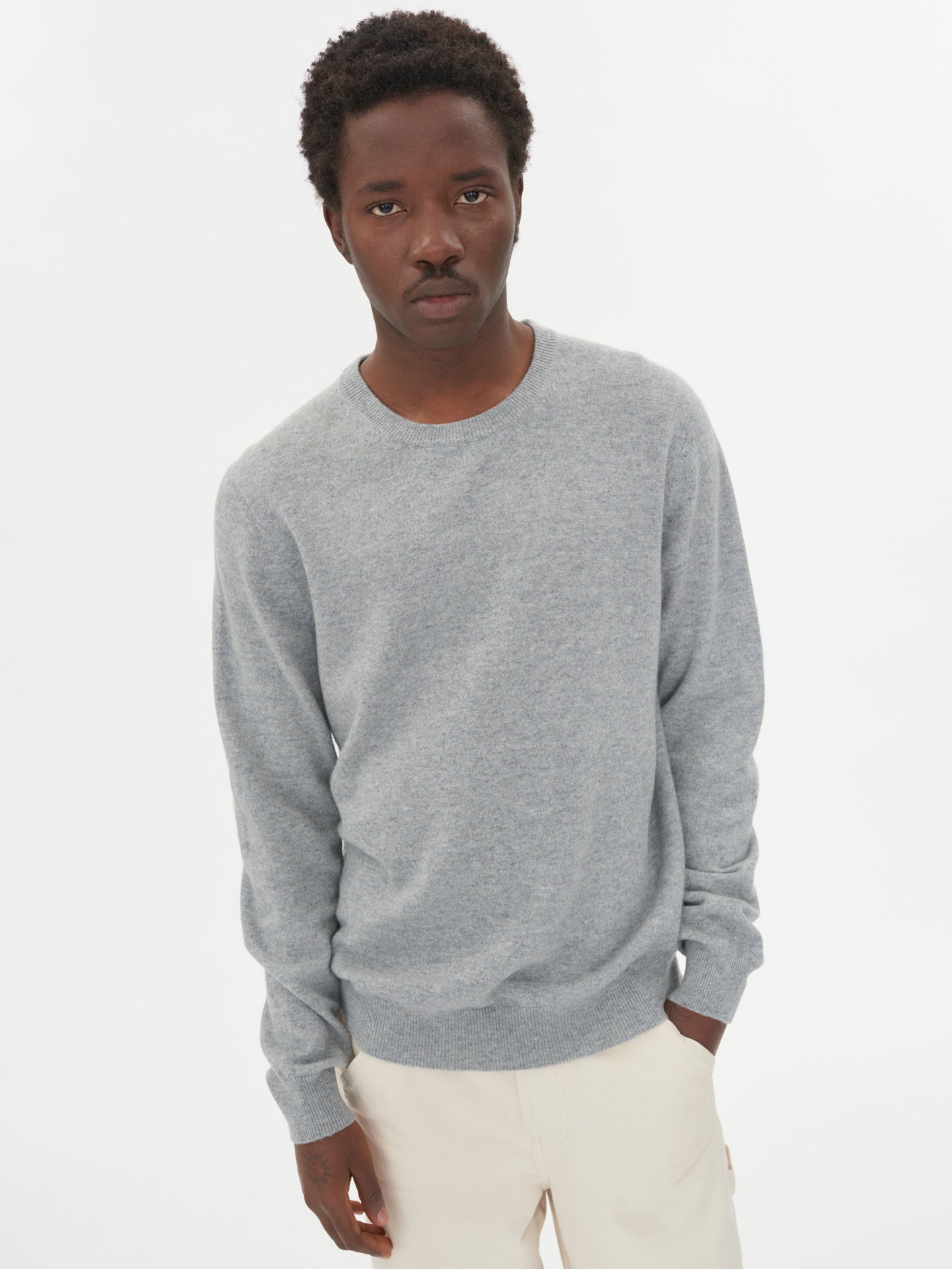 Washable Cashmere Crewneck Sweater - Grey