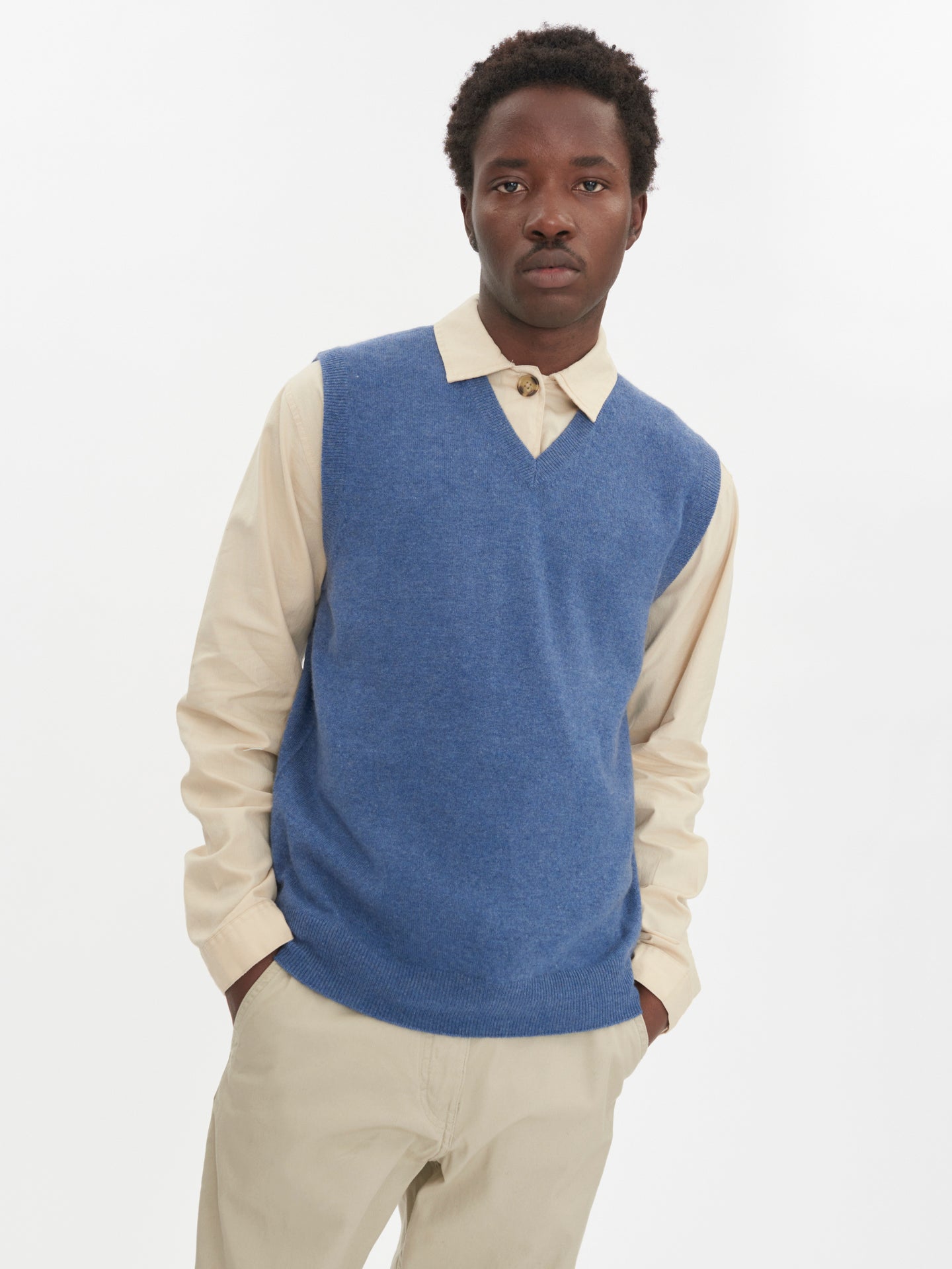 Men's Cashmere Vest Bijou Blue - Gobi Cashmere