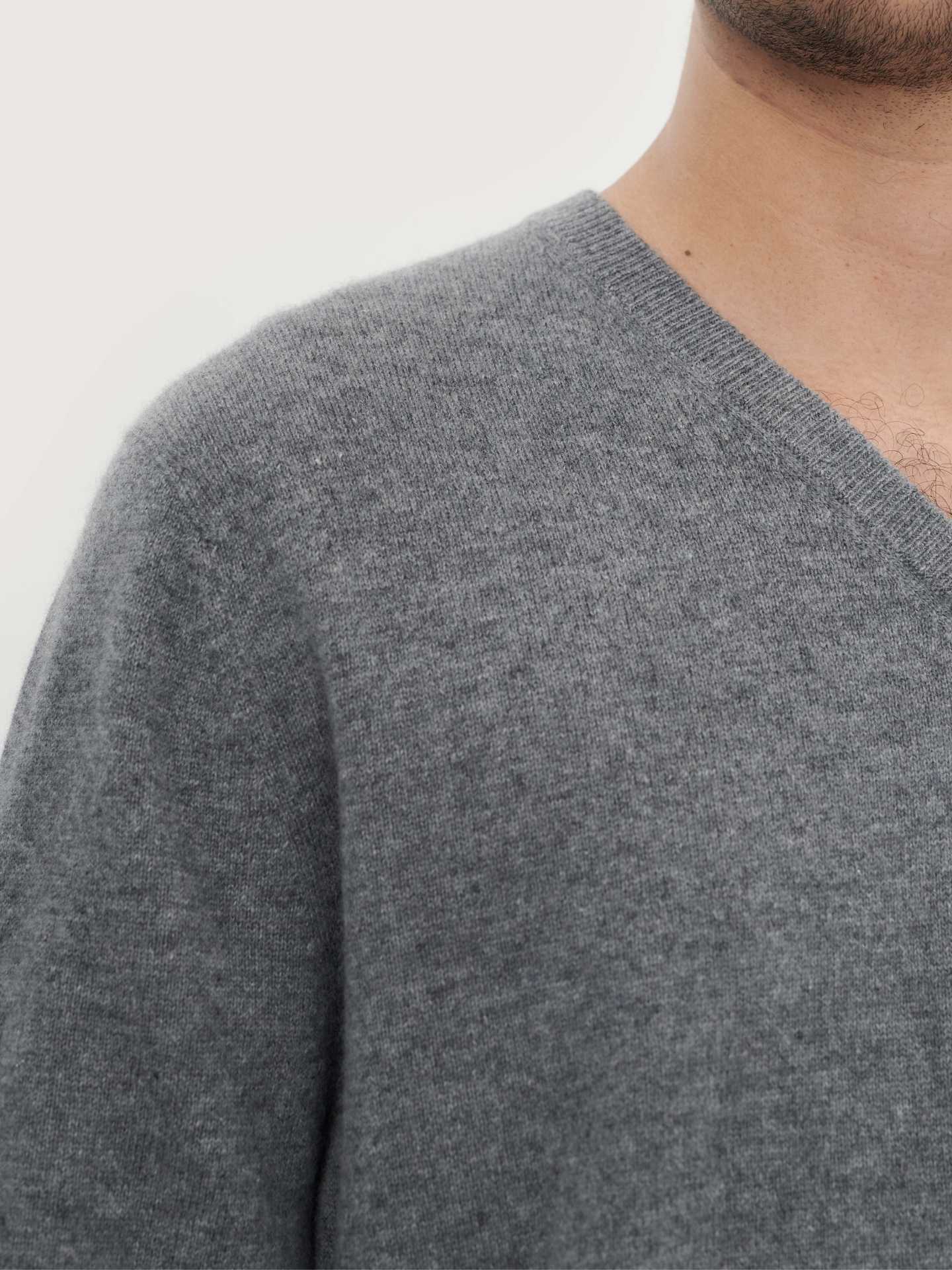 Men's Cashmere Basic Crew Neck Sweater Gray - Gobi Cashmere, L / Vapor Blue / MK01-148