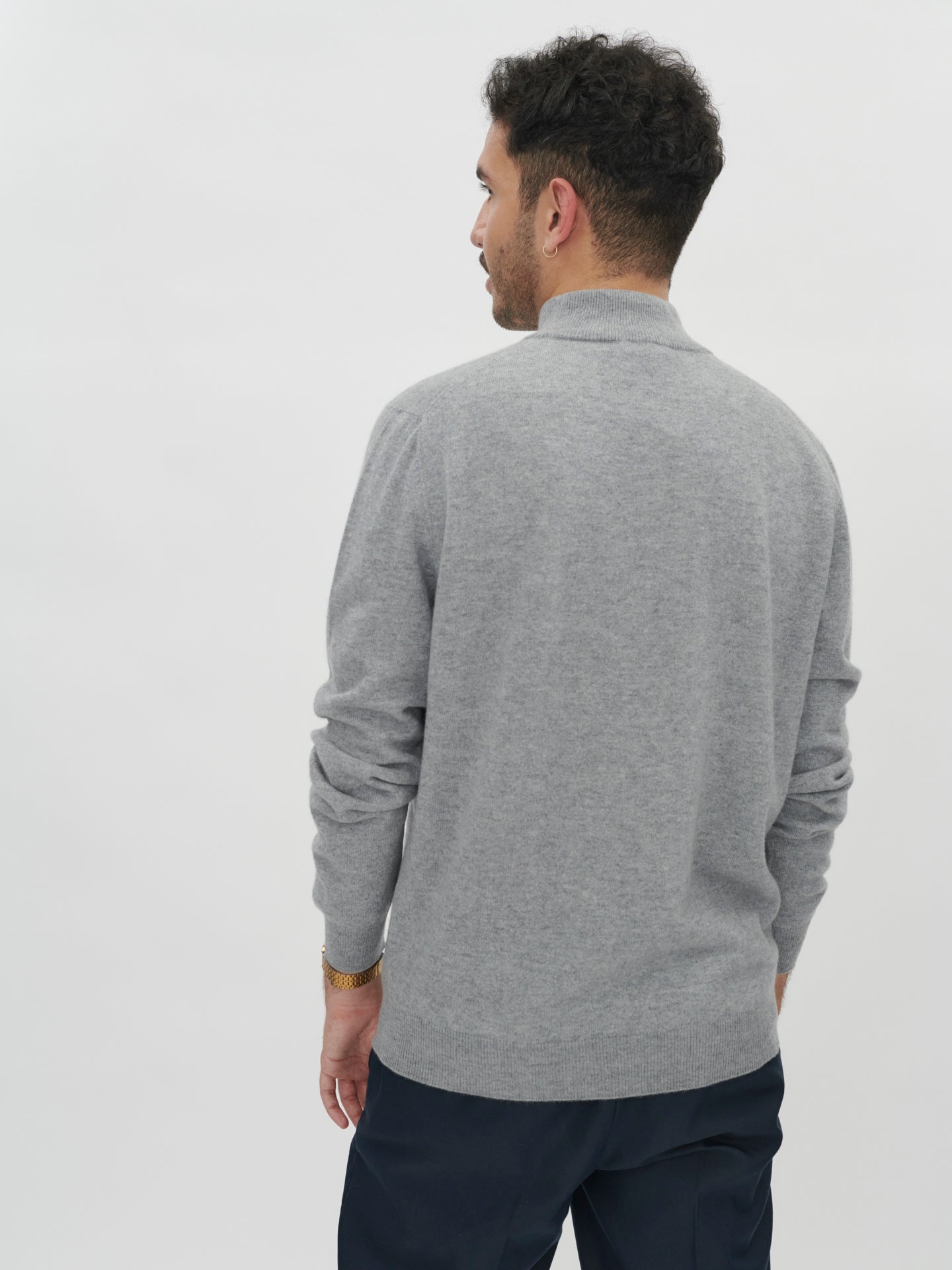 Men's Cashmere Basic Turtle Neck Sweater Gray - Gobi Cashmere