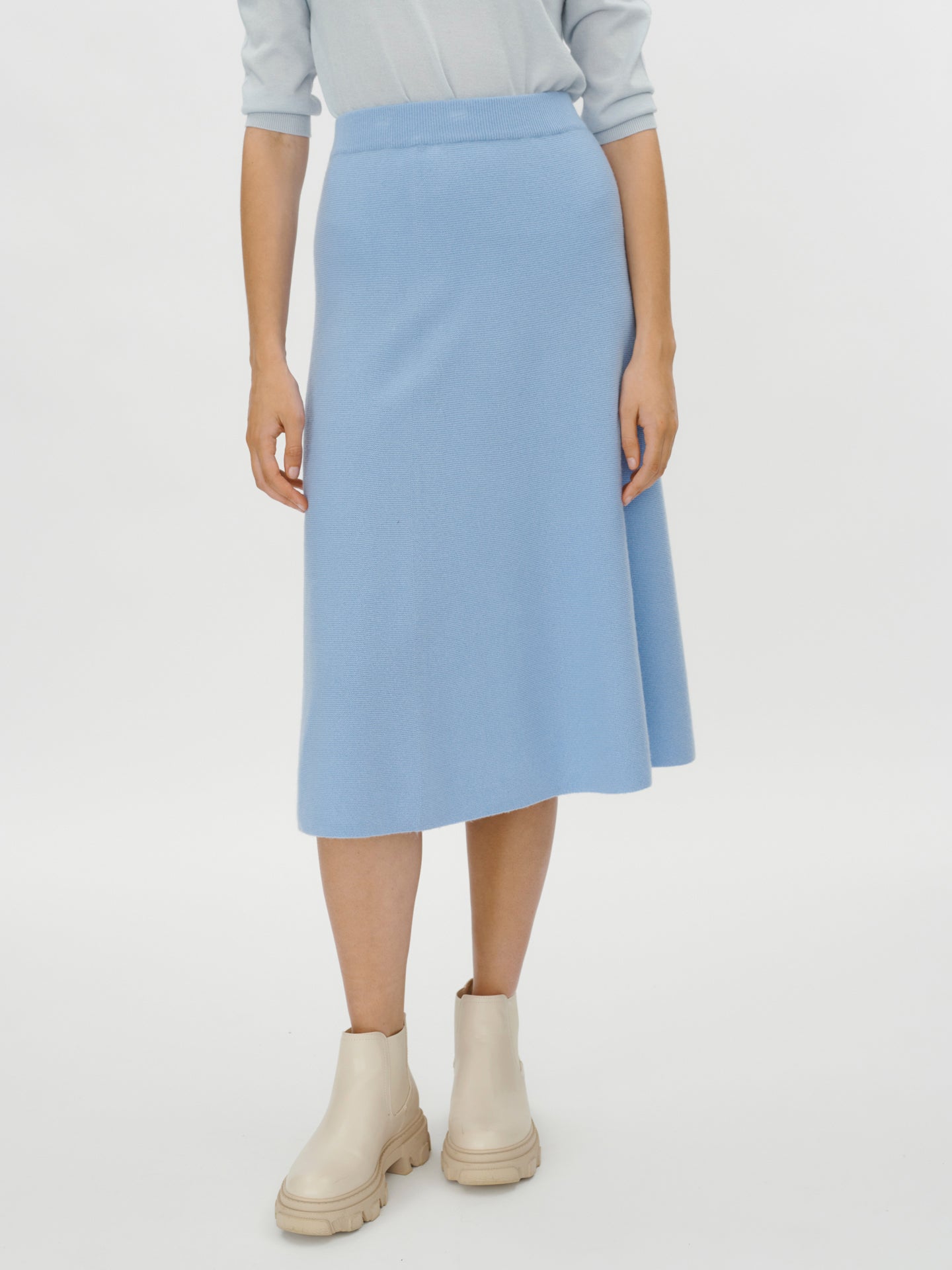 Women's Cashmere Flared Skirt Navy - Gobi Cashmere
