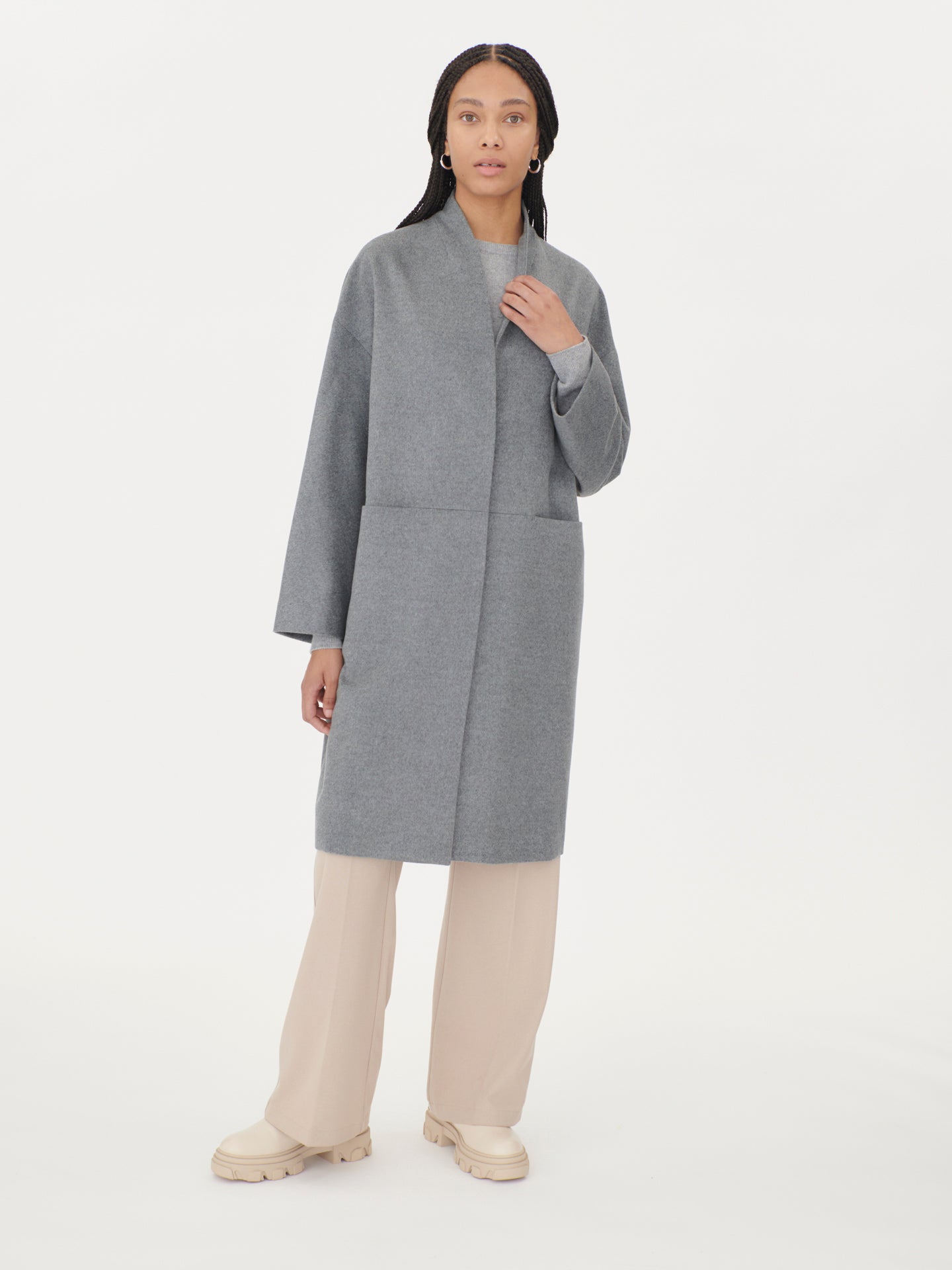 Women's Cashmere Reversible Long Coat Camel - Gobi Cashmere