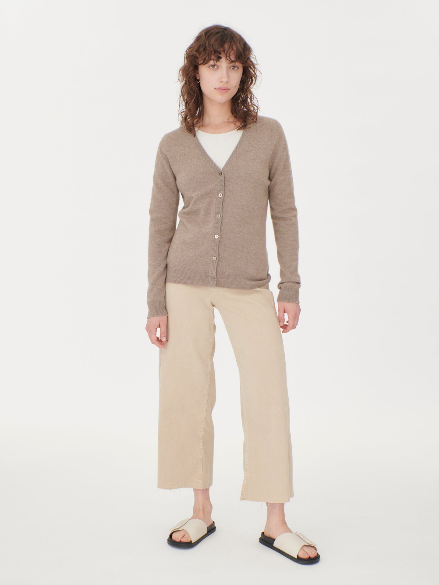 Zara - Soft Knit Crop Cardigan - Taupe Brown - Women