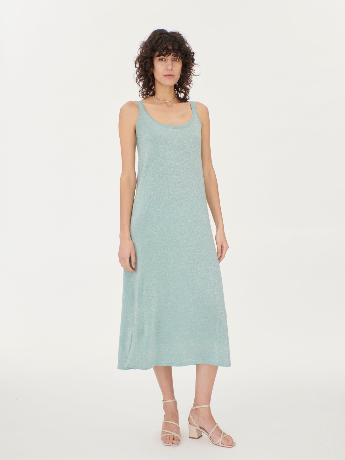 Women's Silk Cashmere Tank Dress Gray Mist - Gobi Cashmere