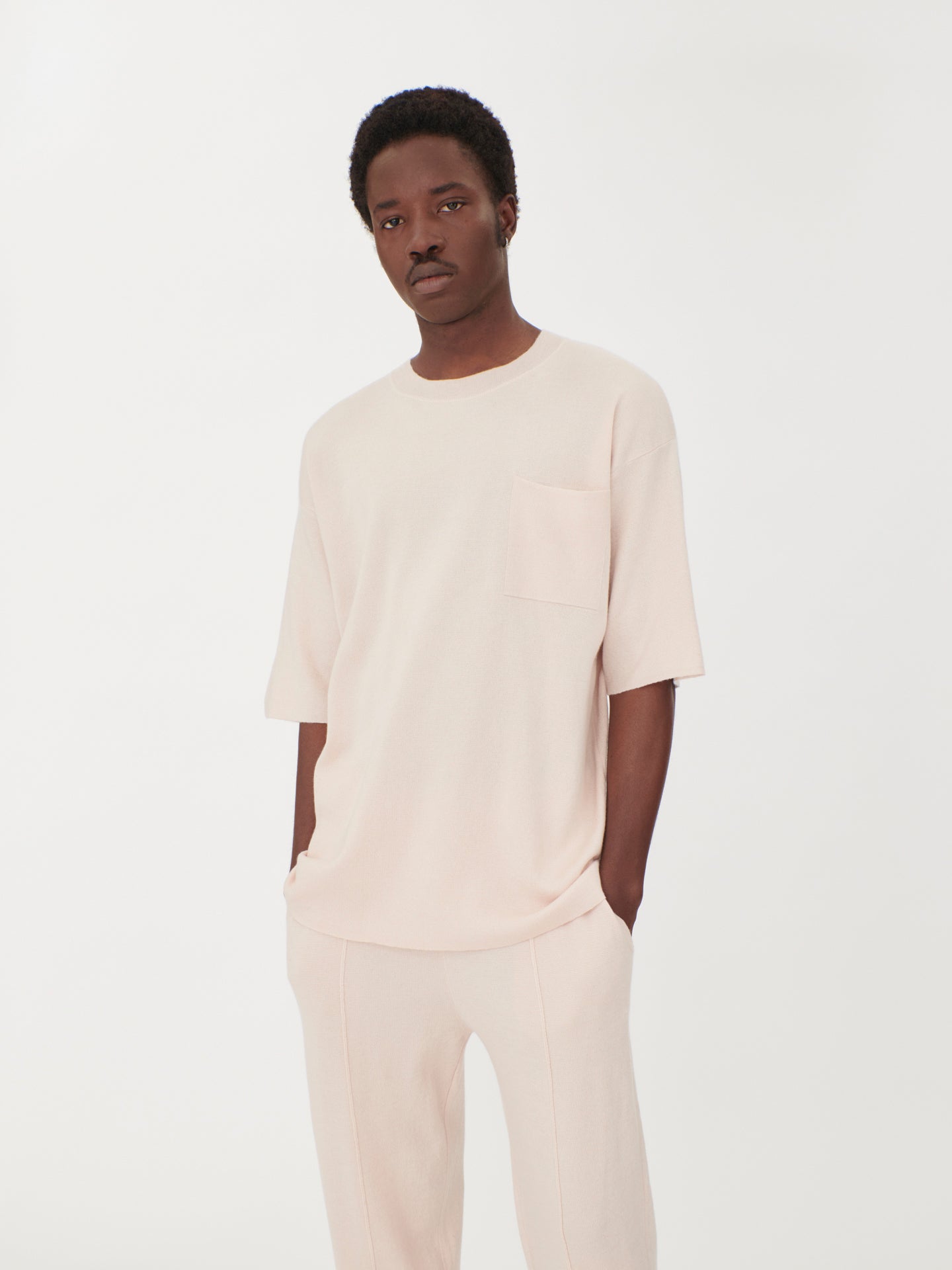 Men's Silk Cashmere Pocket T-Shirt Pink - Gobi Cashmere, S / Whisper Pink / MK154-11-7251