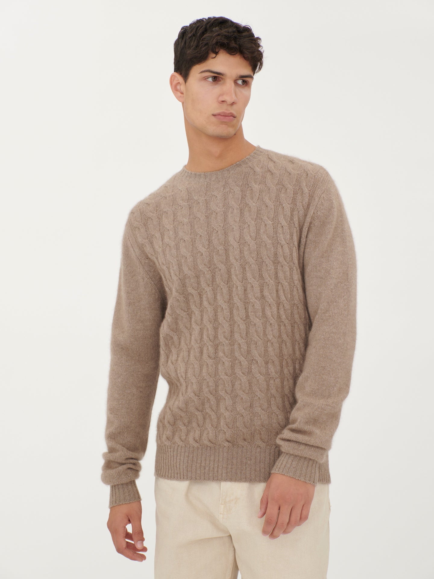 Organic Color Cable Knit Crew Neck