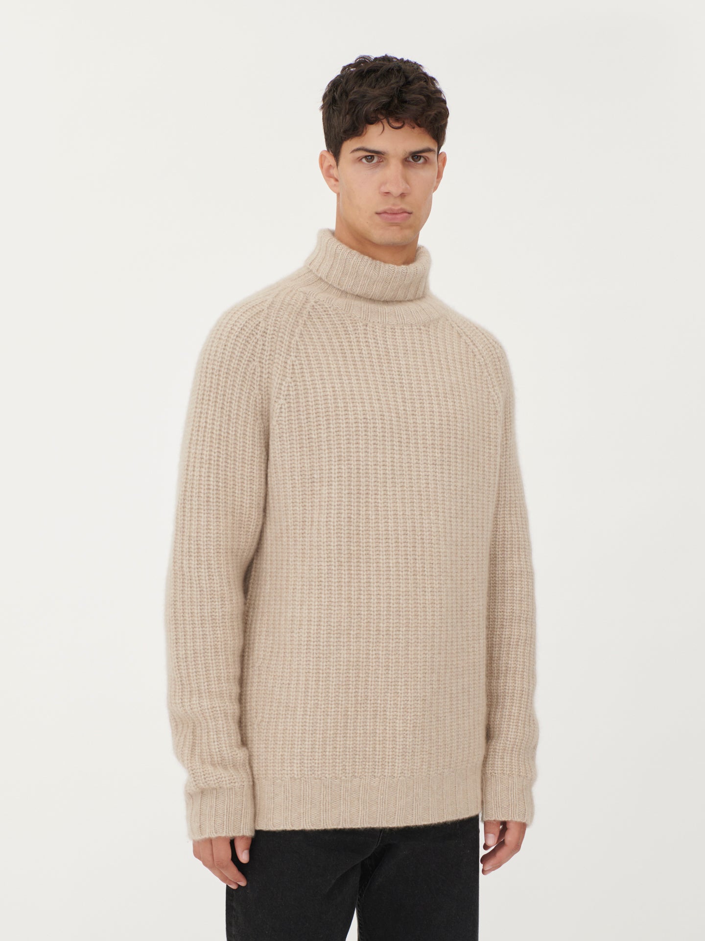 Men's Cashmere Basic Turtle Neck Sweater Gray - Gobi Cashmere