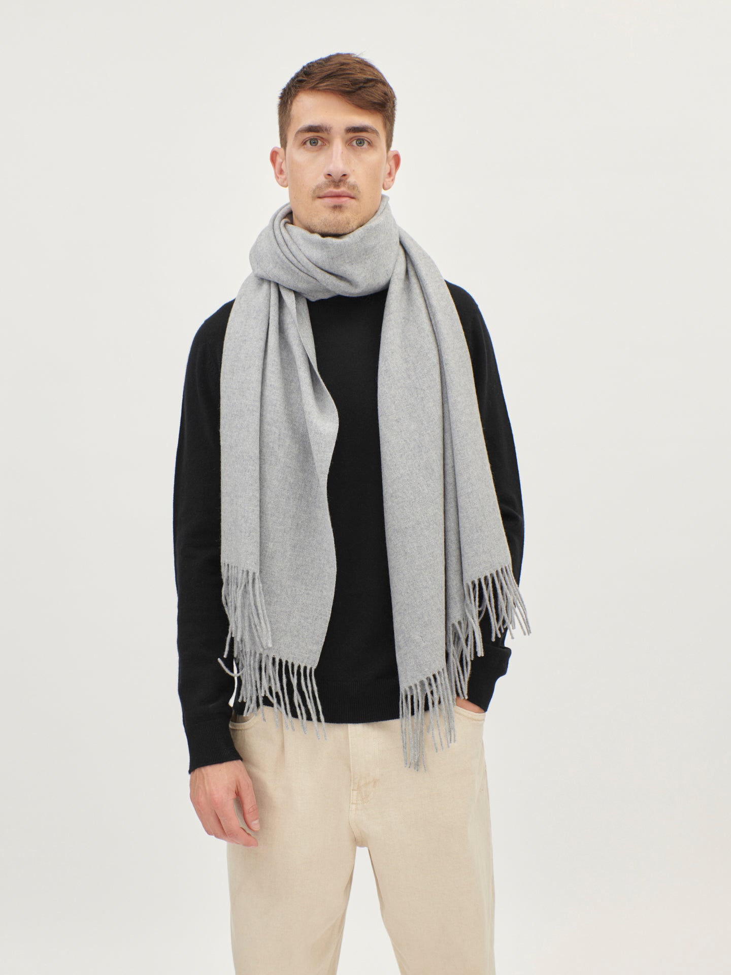 Unisex Cashmere Oversized Woven Scarf Vapor Blue - Gobi Cashmere