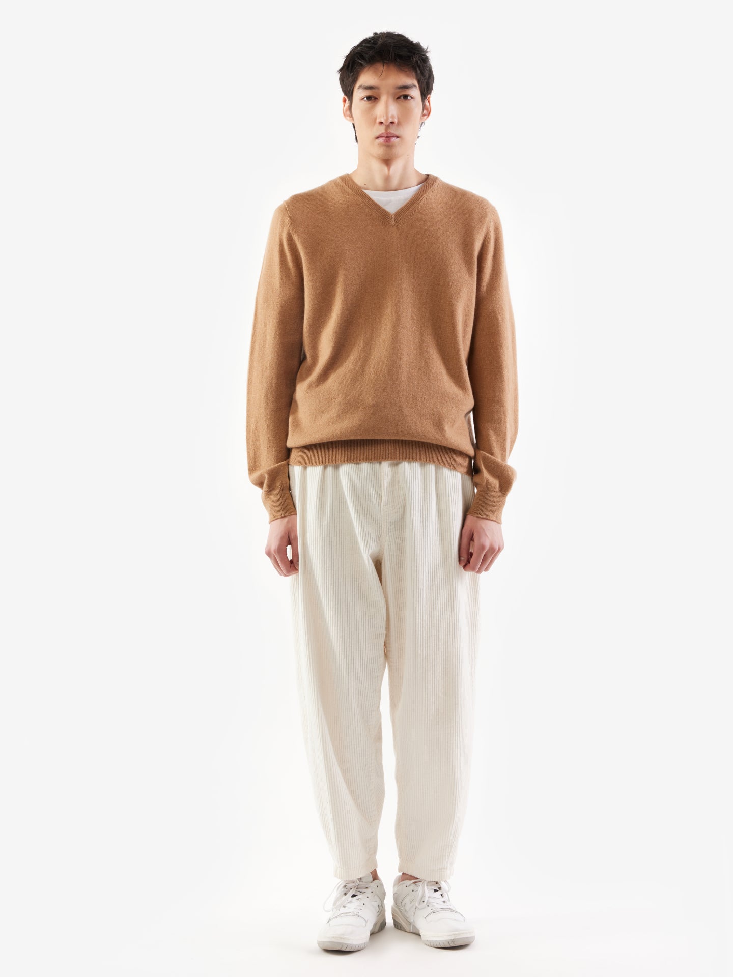 Men's Cashmere Basic V-Neck Sweater Sheepskin - Gobi Cashmere