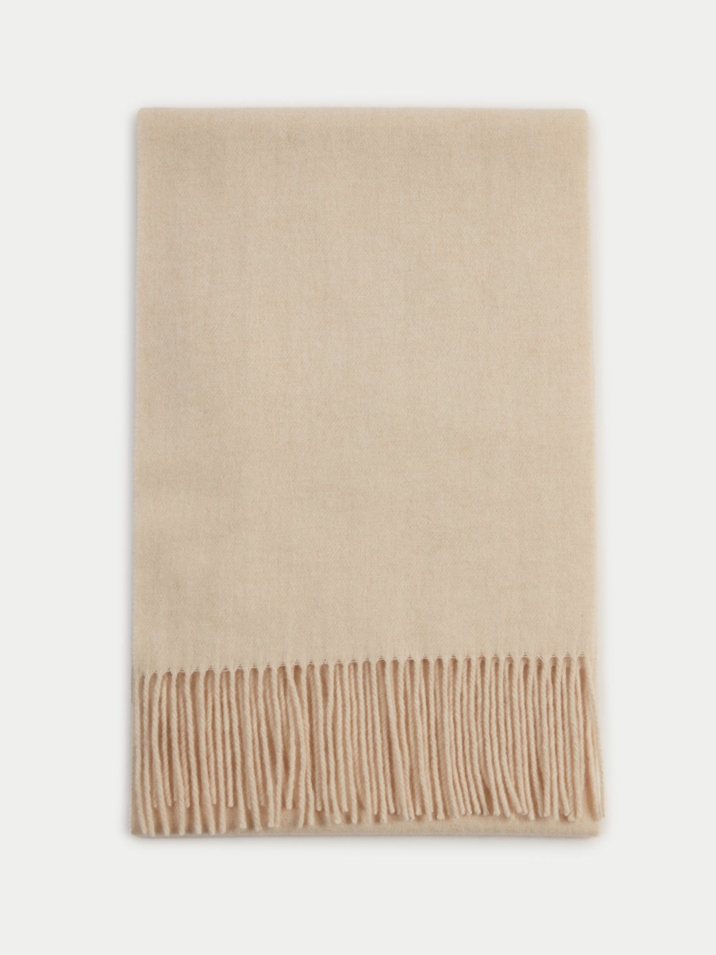 Unisex Cashmere Fringe Scarf Beige - Gobi Cashmere