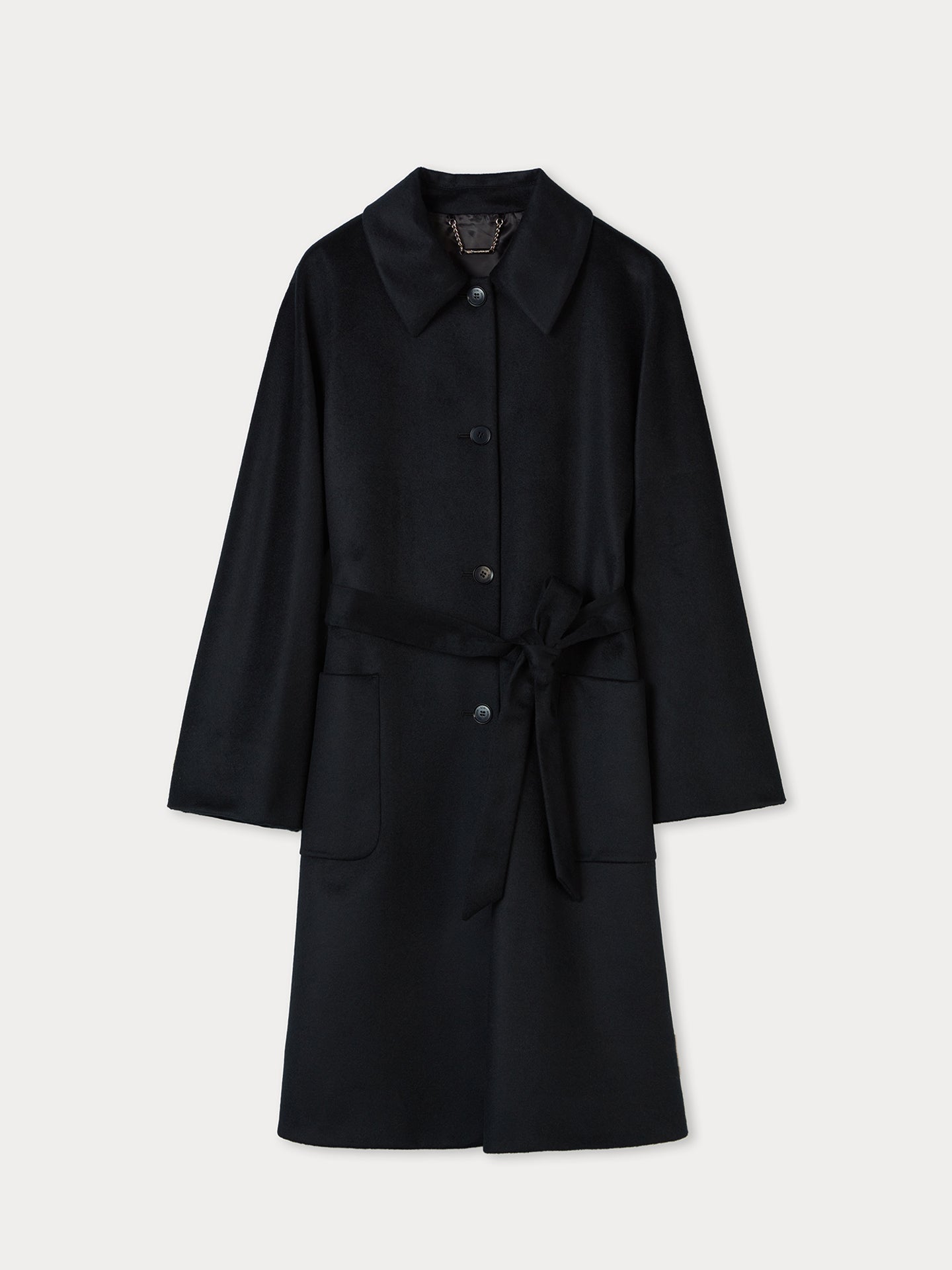 Women's Cashmere Belted Coat Black - Gobi Cashmere