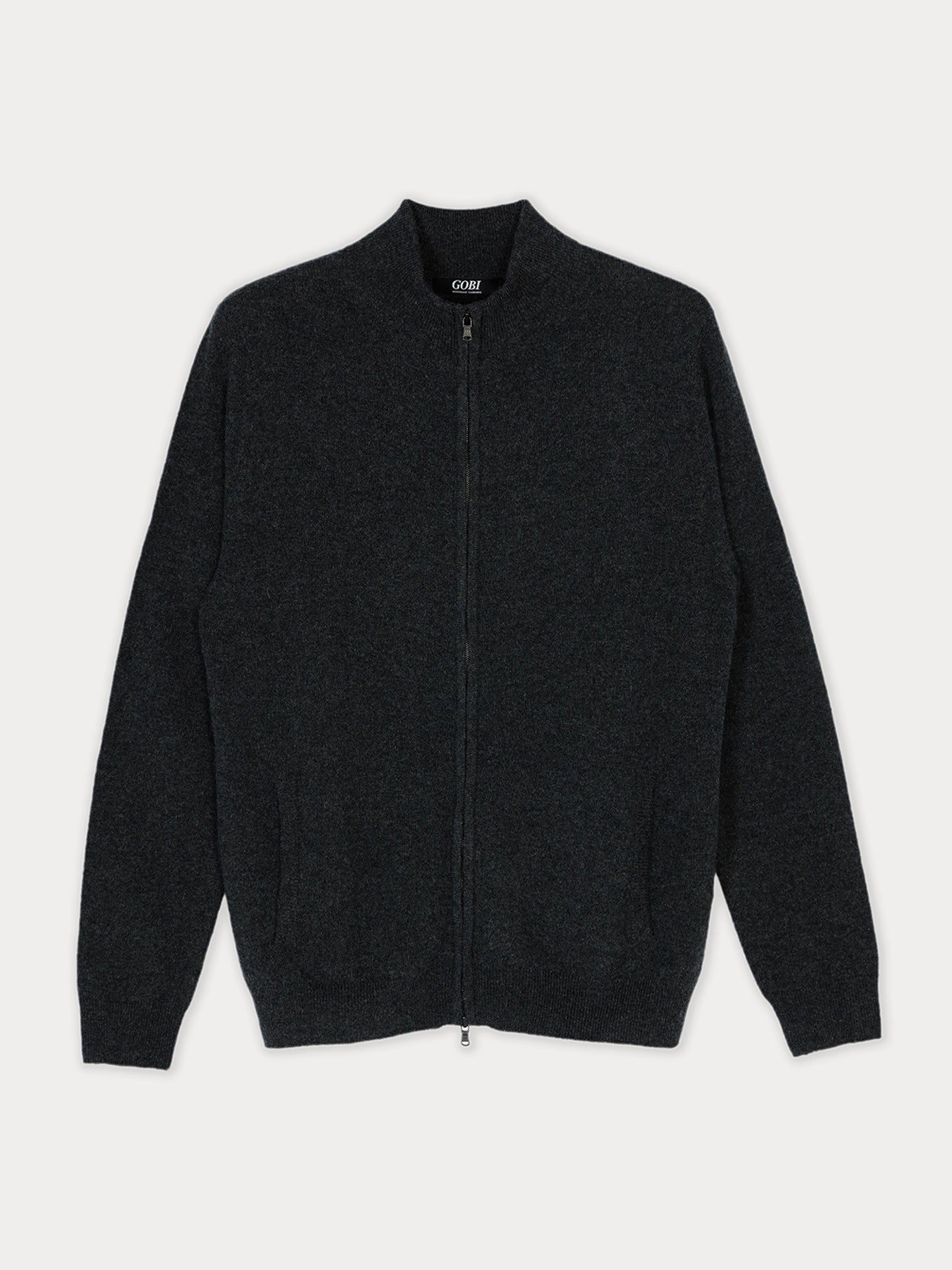 Women's Cashmere Full-Zip Cardigan Charcoal - Gobi Cashmere