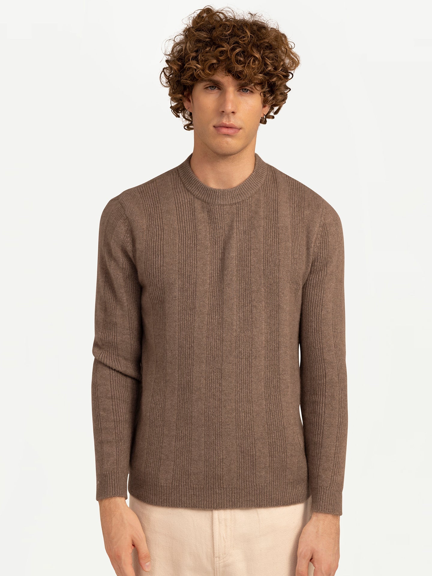 Men's Cashmere Basic Turtle Neck Sweater Taupe - Gobi Cashmere