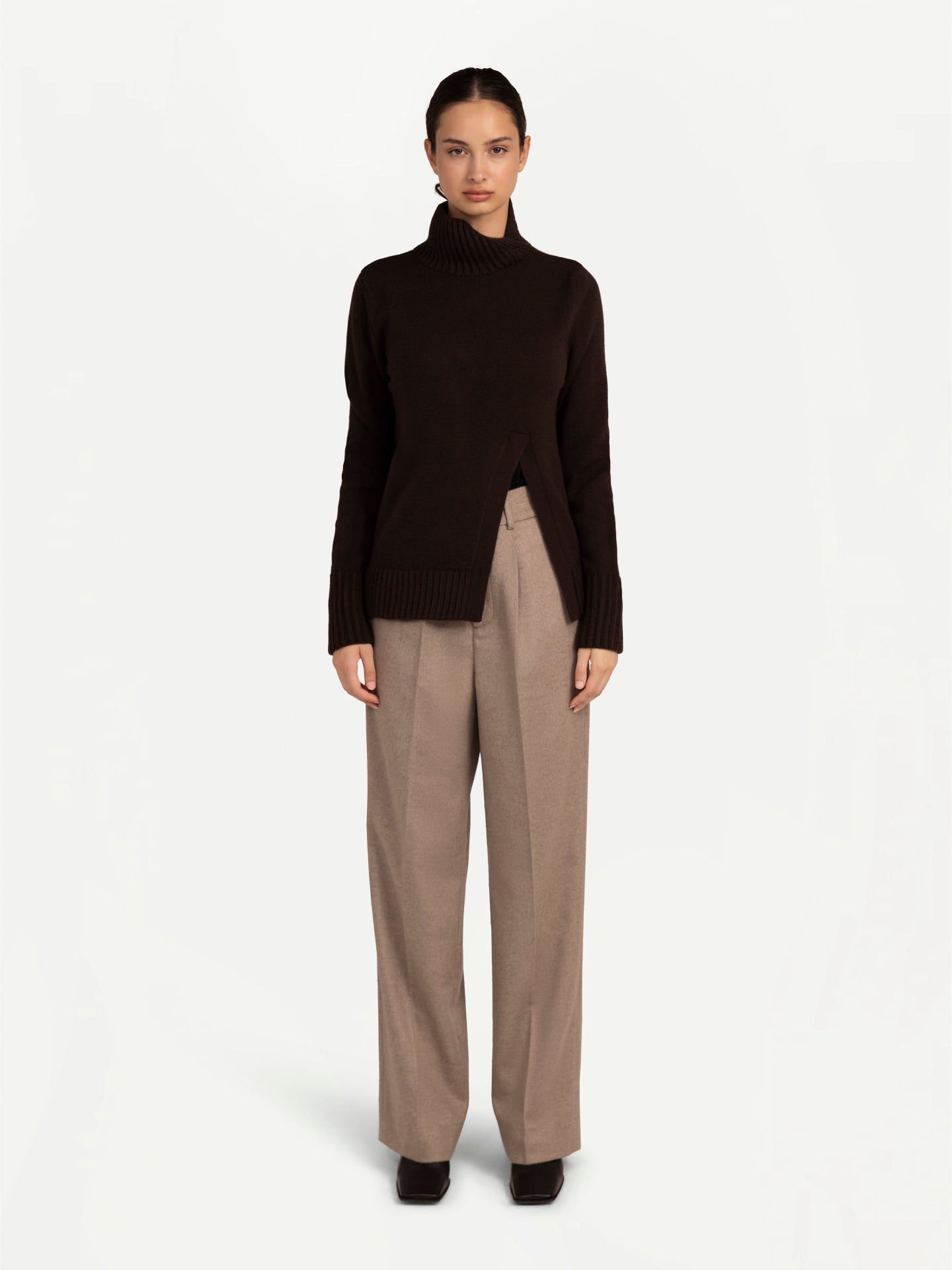 Women's Cashmere Cut-Out Cashmere Turtleneck Wren - Gobi Cashmere