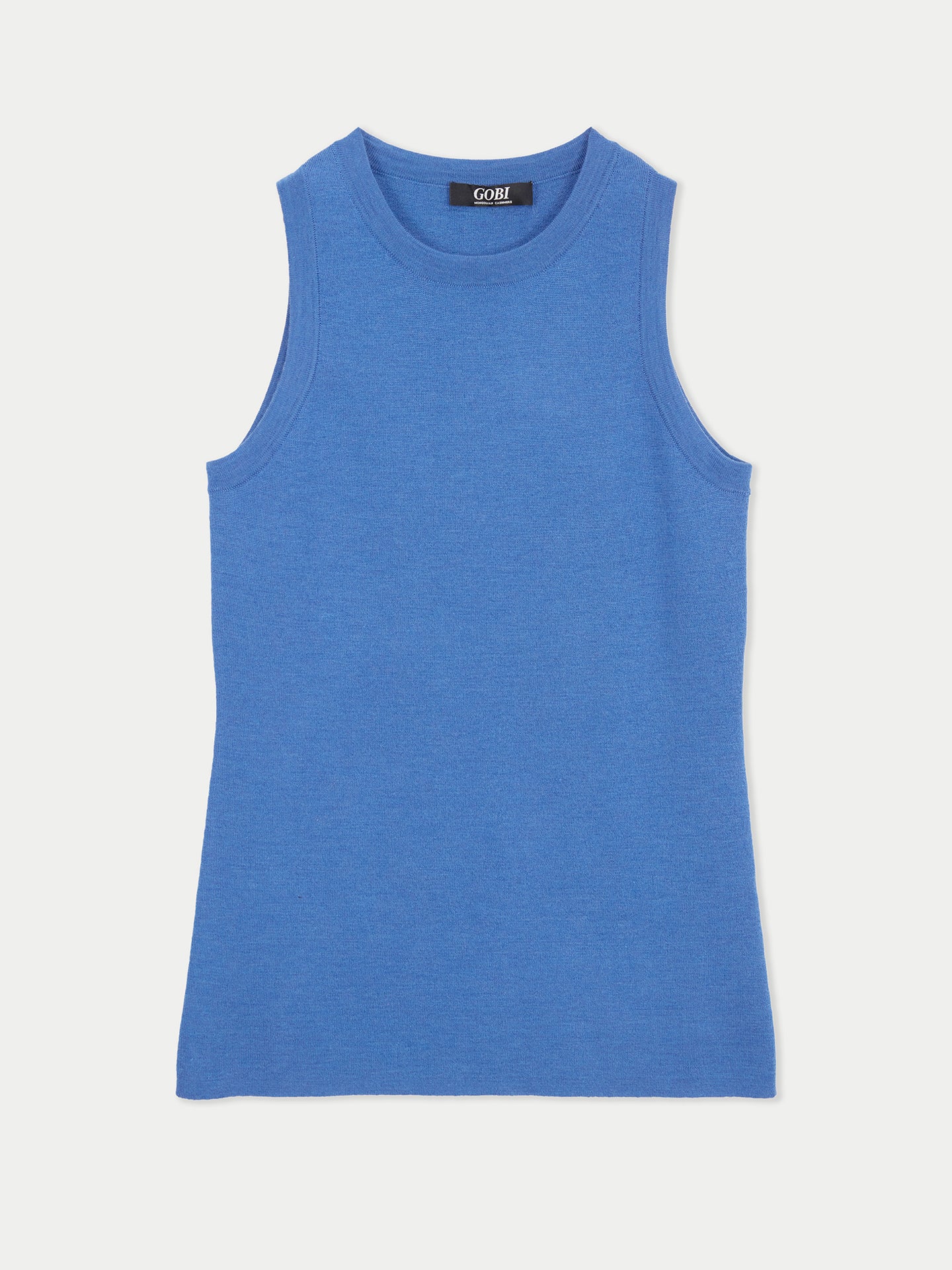 Cashmere Mini Stripe Halter Tank - Azure Blue/White