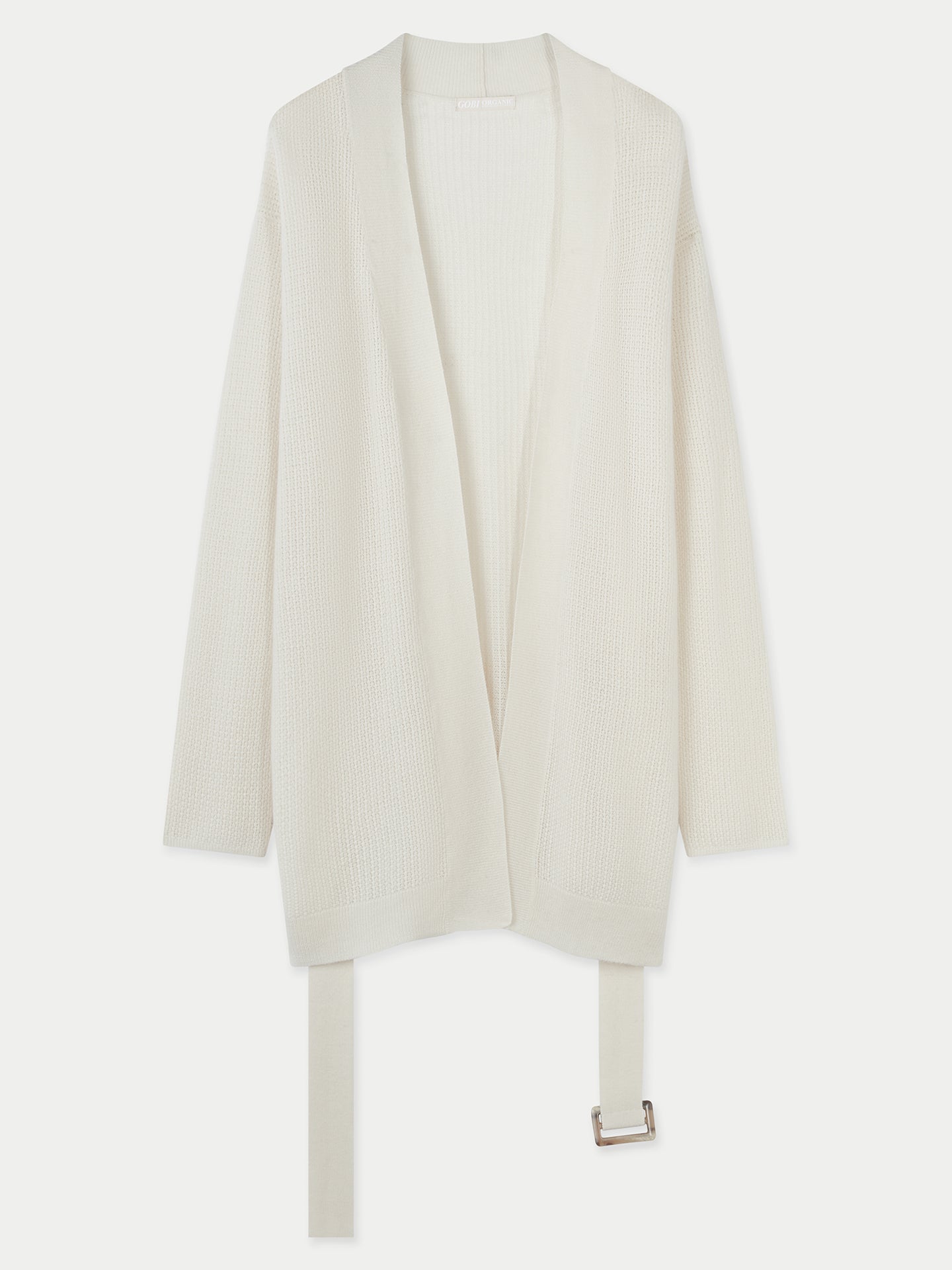 Unisex Belted Cashmere Cardigan Off White - Gobi Cashmere