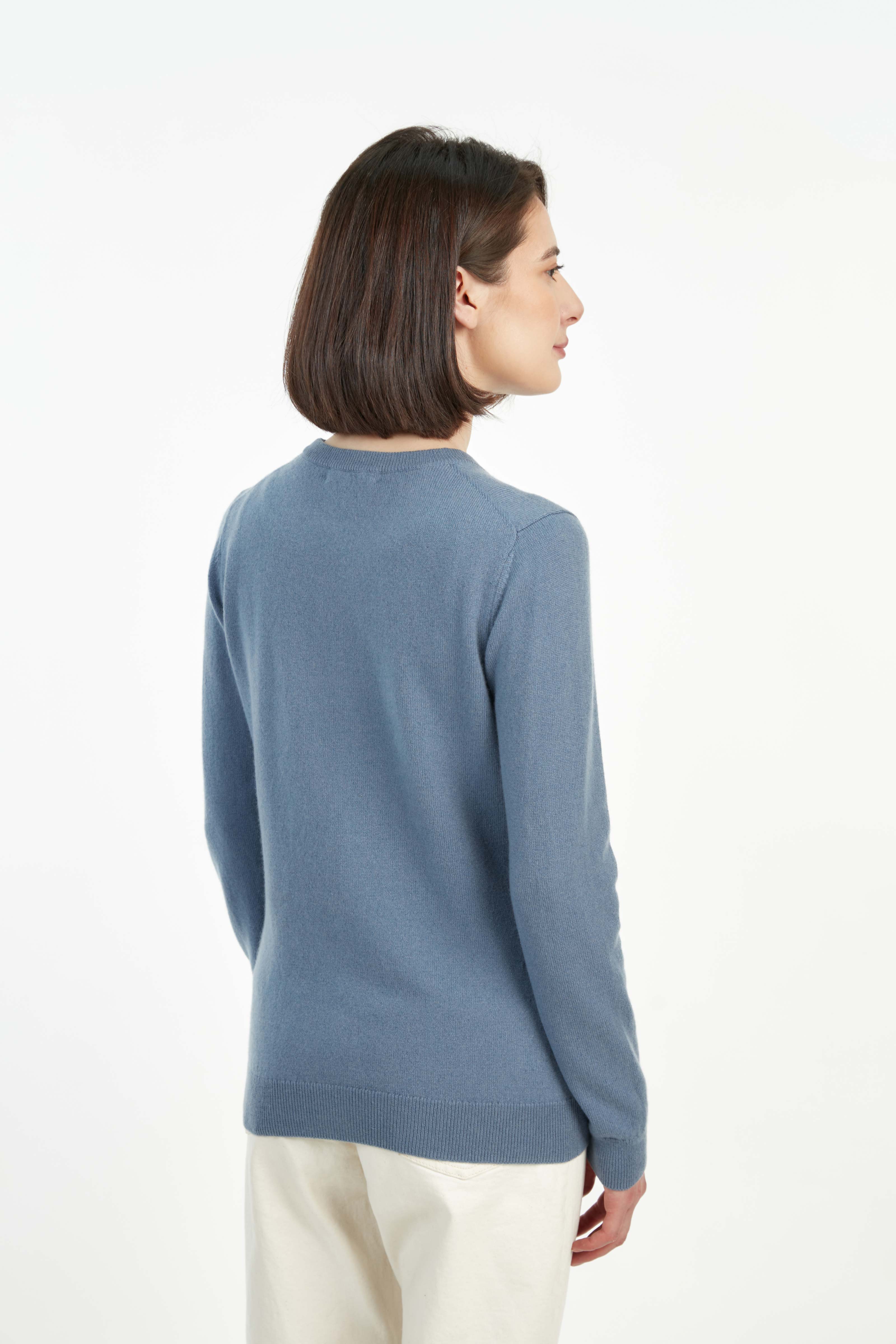 Women's Cashmere Intarsia Knitted Sweater Navy - Gobi Cashmere, S-M / Strong Blue / UK39-1323/546/1743/755/1437/1534
