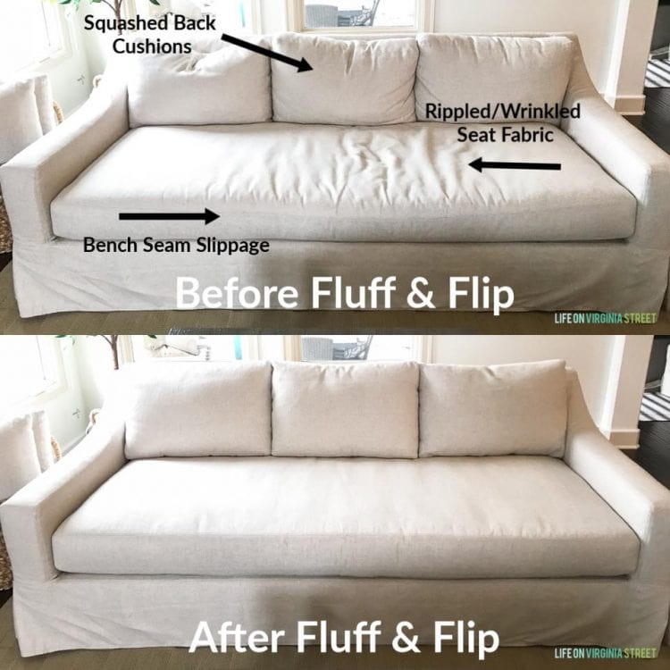 how to fluff & flip your velvet sectional sofa cushions