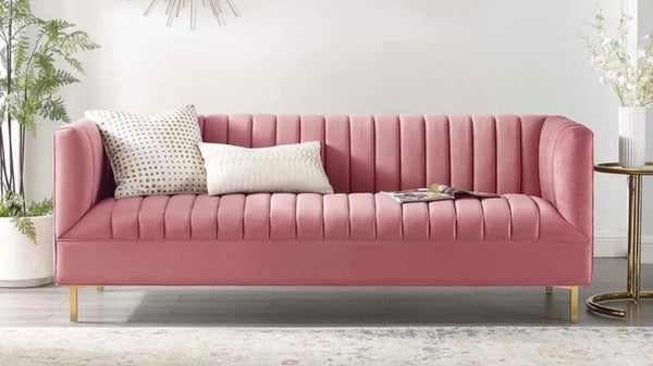 A rose blush sofa
