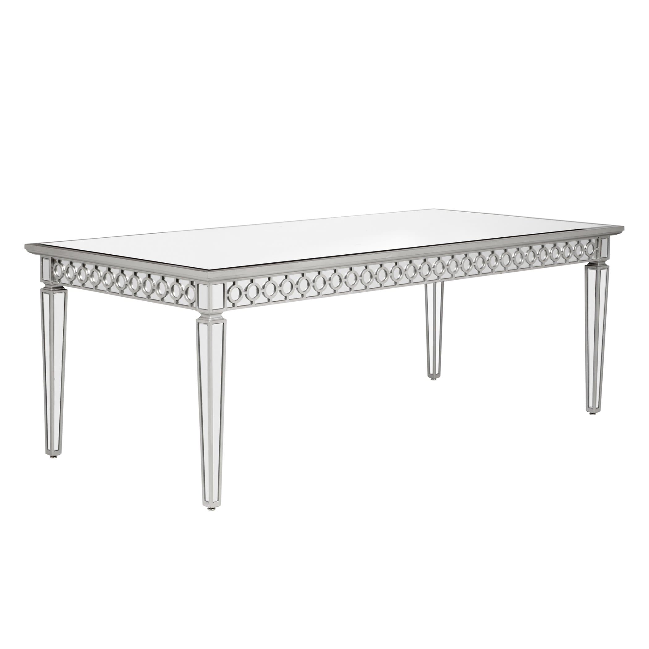 Sophie Silver Mirrored Dining Table Hollywood Glam Furnitures