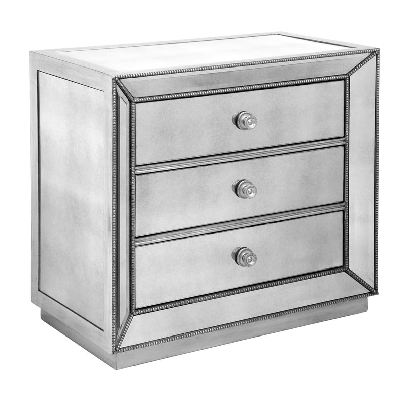 Omni Mirrored 3 Drawer Nightstand Hollywood Glam Furnitures