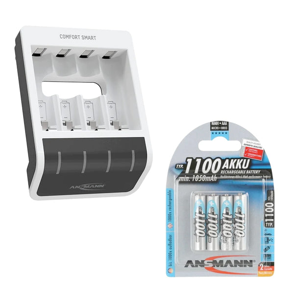 Ansmann Battery Charger for AA/AAA with 4-AAA Rechargeable Batteries