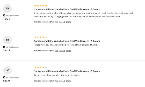 Customer reviews of windscreens and foam microphone covers