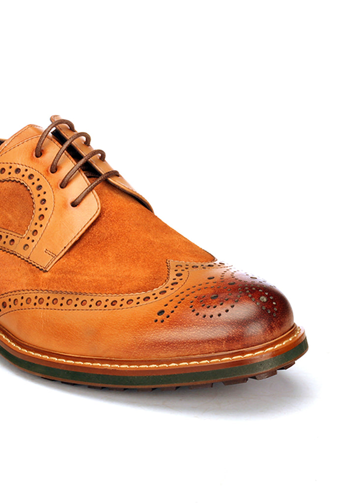 Dual Toned Formal Wingtip Brogues For Men