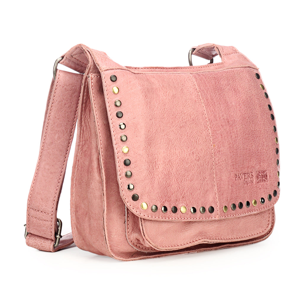 Pavers England Leather Sling Bag for Women- Black/ Tan/ Pink