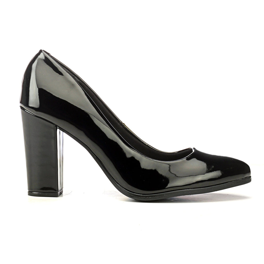 Pavers England Black Pumps with Block Heels