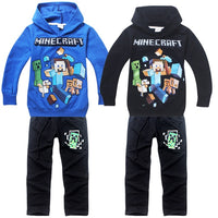 2019 Kids Minecraft Clothing Sets Boys Spring Sports Tracksuits Girls Blue Coatpant Clothes Set Children Costume Suits 6 14y - kids minecraft pants boys roblox sweatpants girl fashion