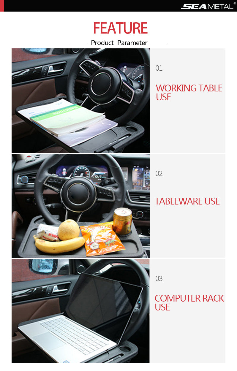 Car Desk Coffee Holder Laptop Computer Table Steering Wheel