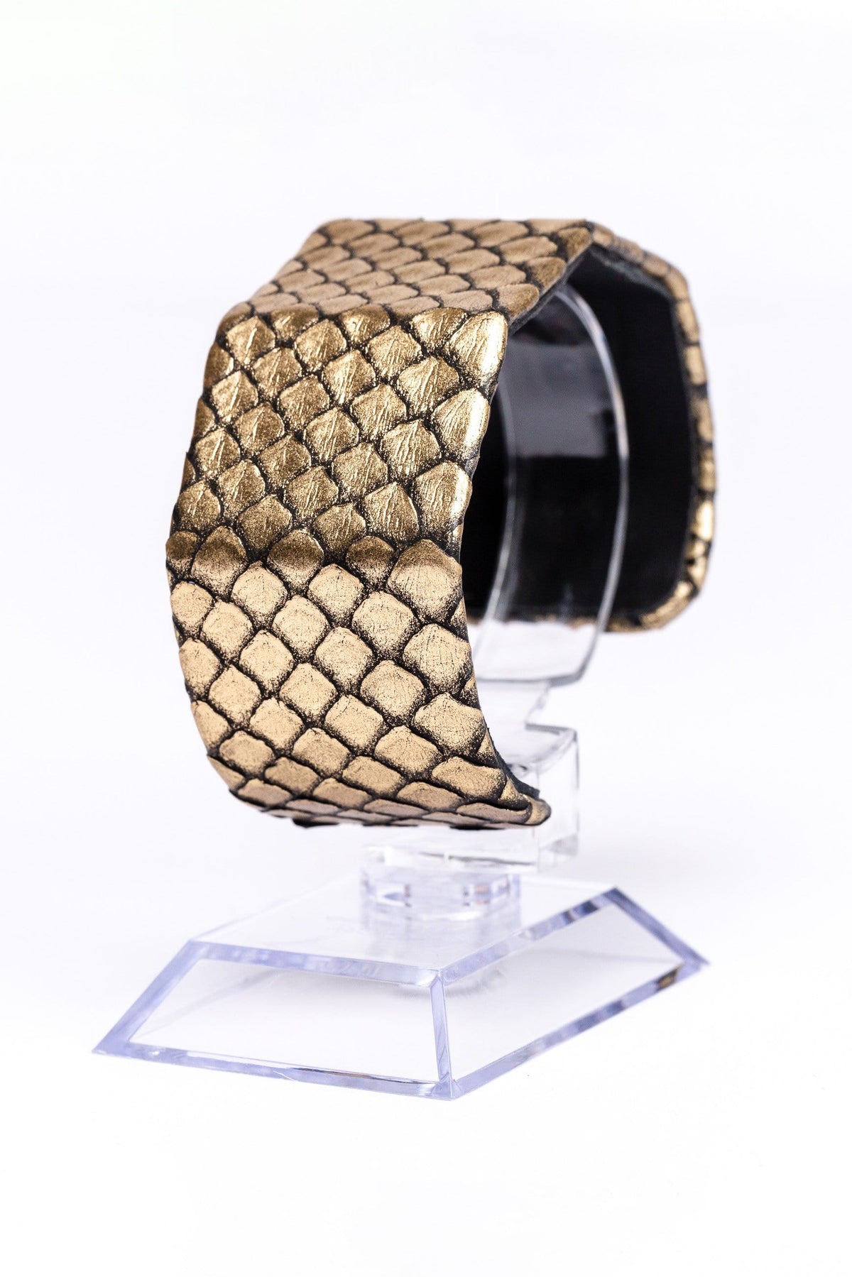 The Exotic Cuff Bracelet - Angled Bracelet in Nova Gold Python