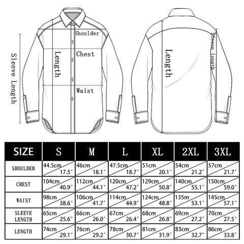 size chart for Hi-Tie shirts