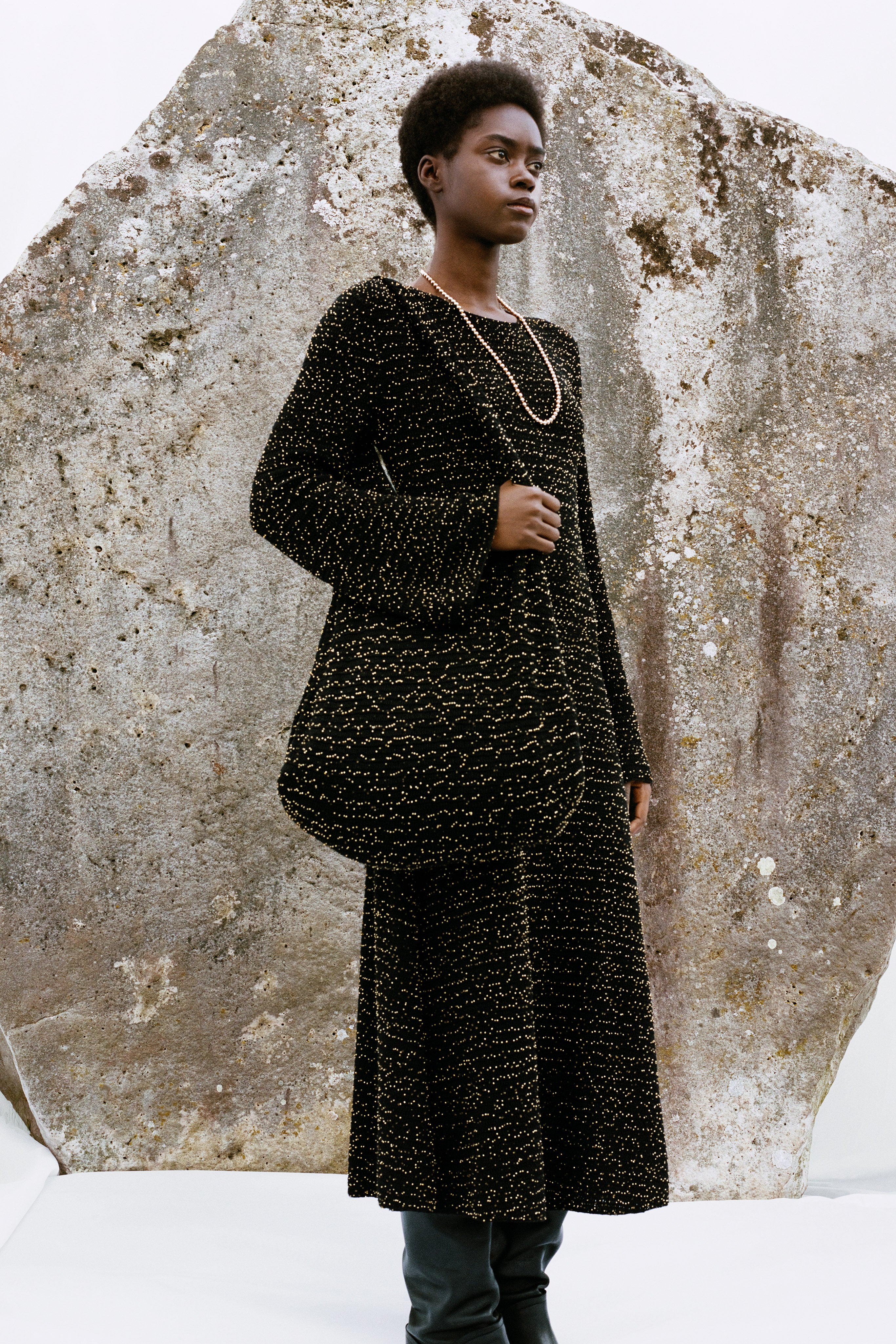 Gabriela Hearst Pan Knit Maxi Skirt In Black & Gold Beaded Cashmere In Black/gold