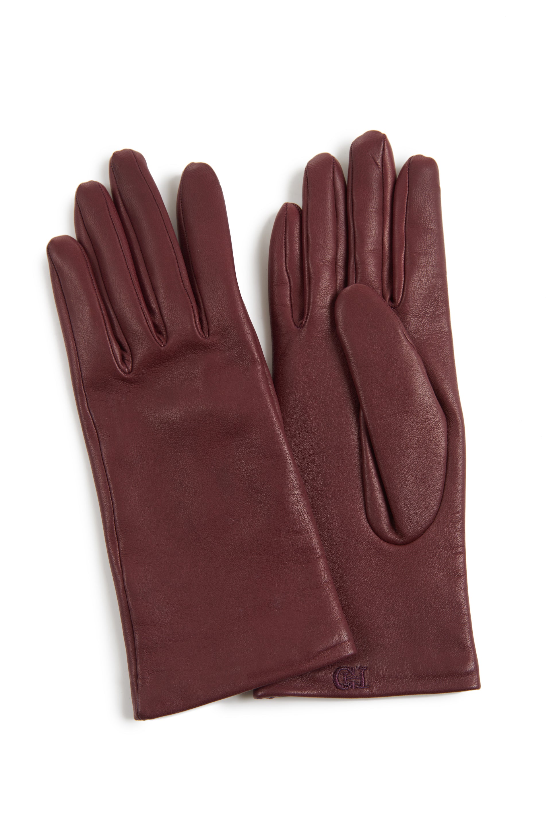 maroon leather gloves