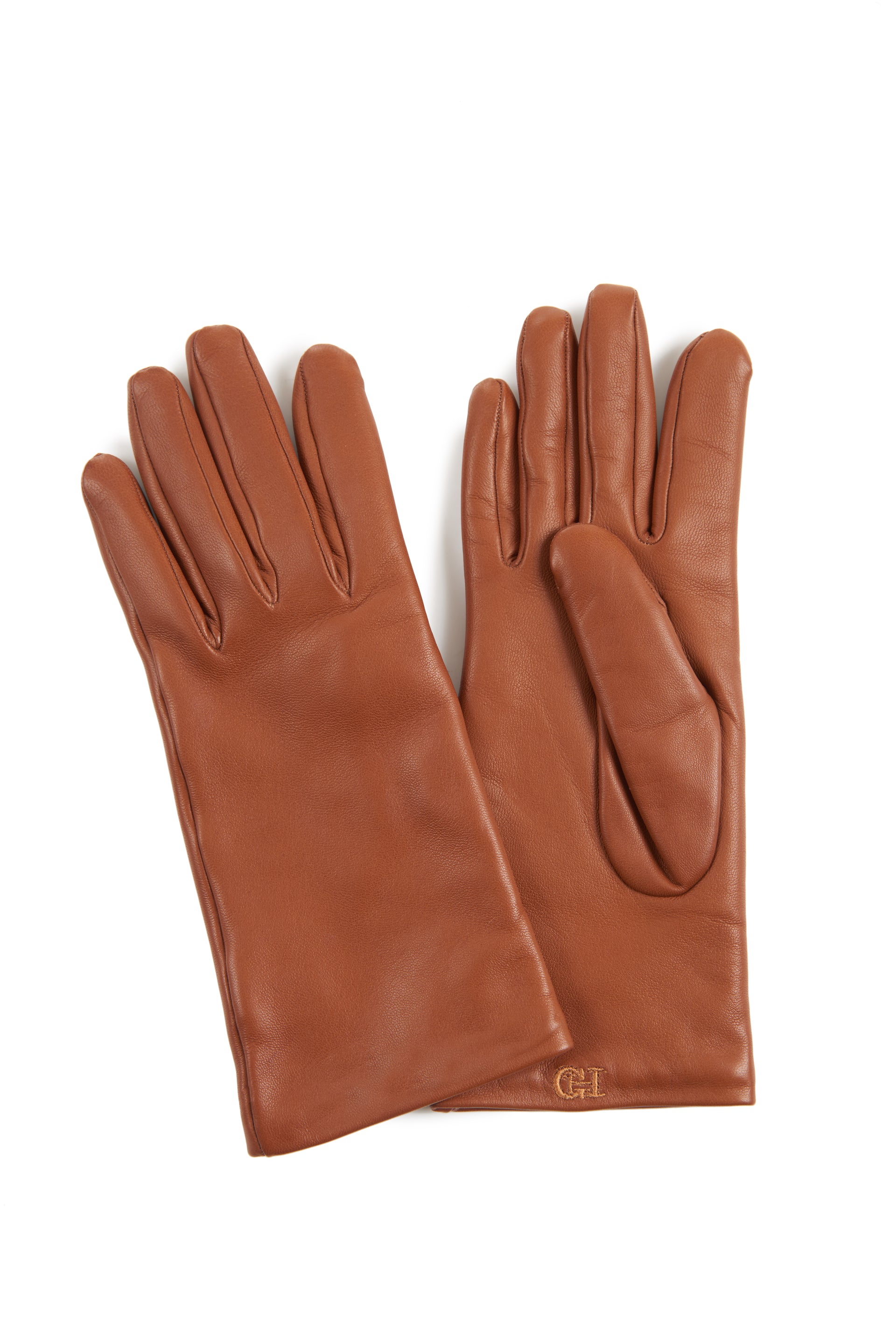 orange leather gloves